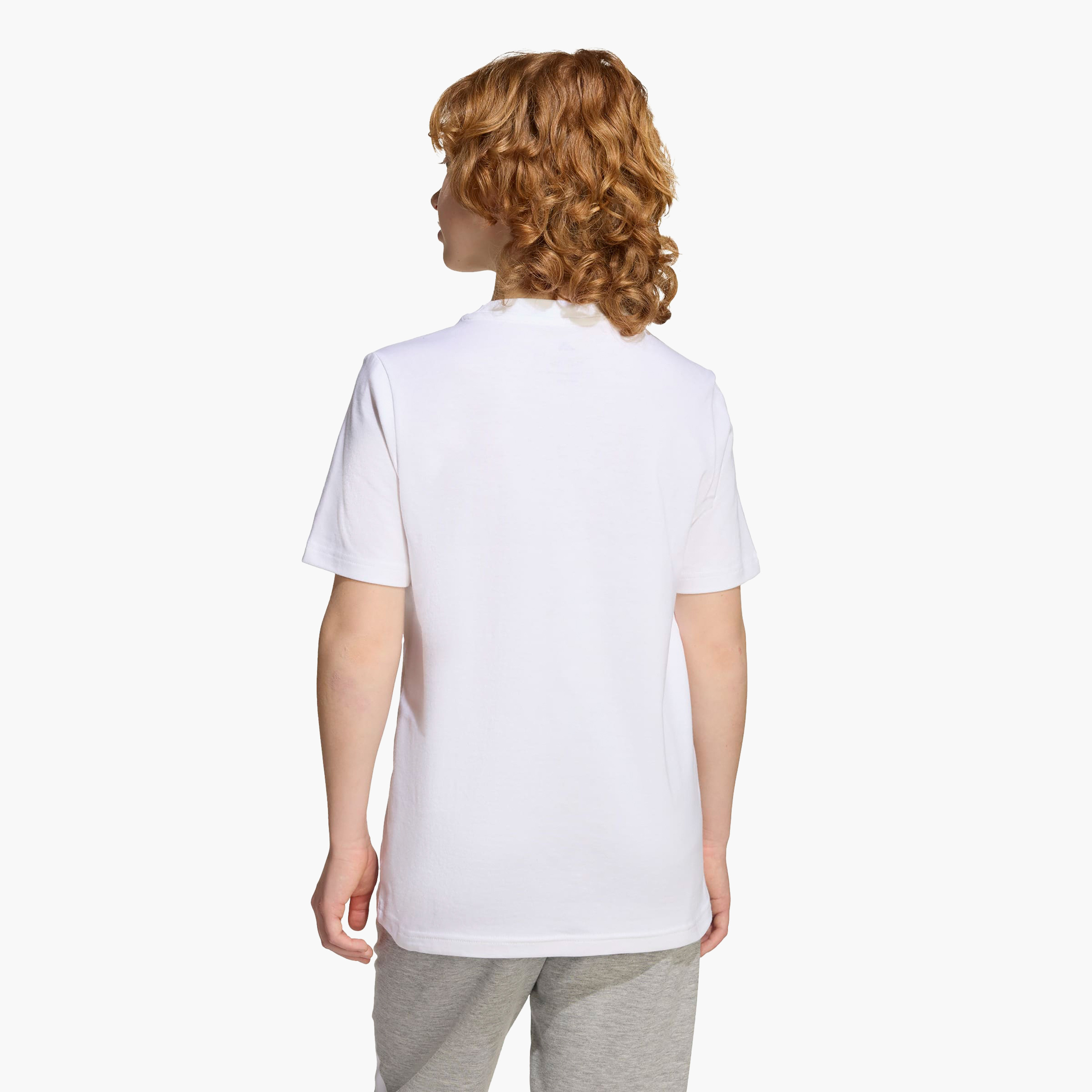 تيشيرت بياقة ضيقة وطبعات شعار غرافيتي للبنات من أديداس - قطن - أكمام قصيرة-sports-girls-clothing-tops-image-2