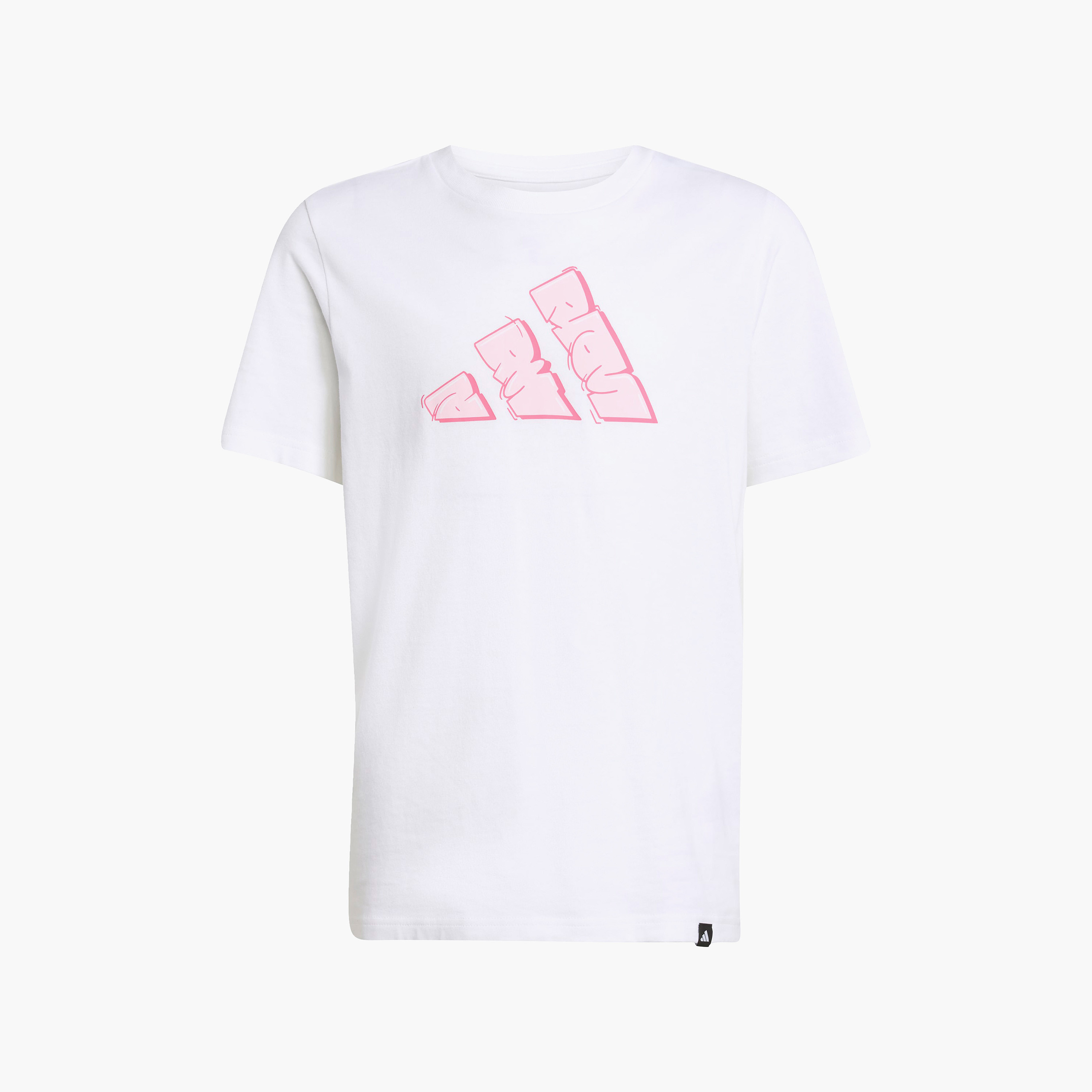 تيشيرت بياقة ضيقة وطبعات شعار غرافيتي للبنات من أديداس - قطن - أكمام قصيرة-sports-girls-clothing-tops-image-8