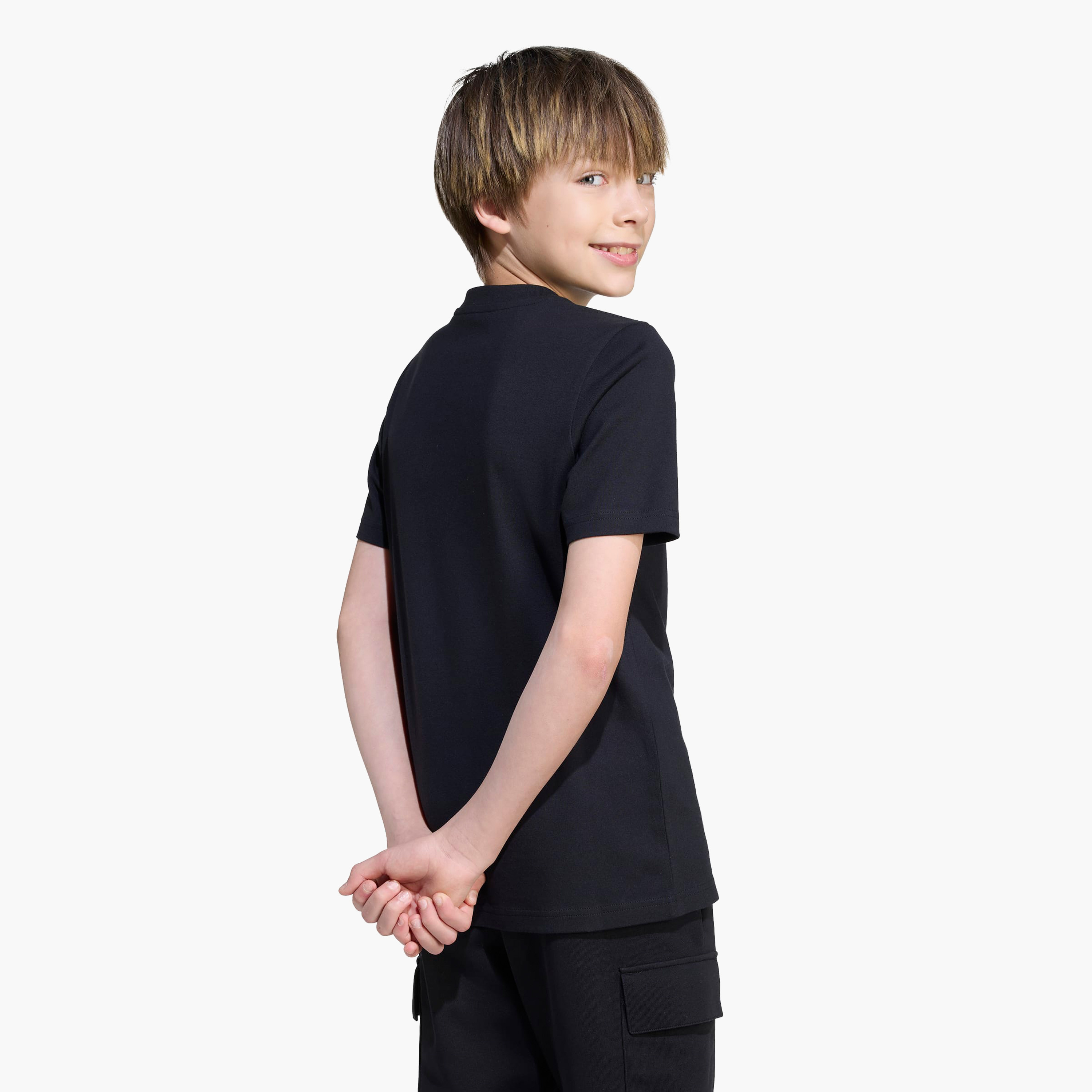 adidas Boys Crew Neck T-shirt with Logo Print - Cotton - Short Sleeves-sports-boys-clothing-tops-image-2