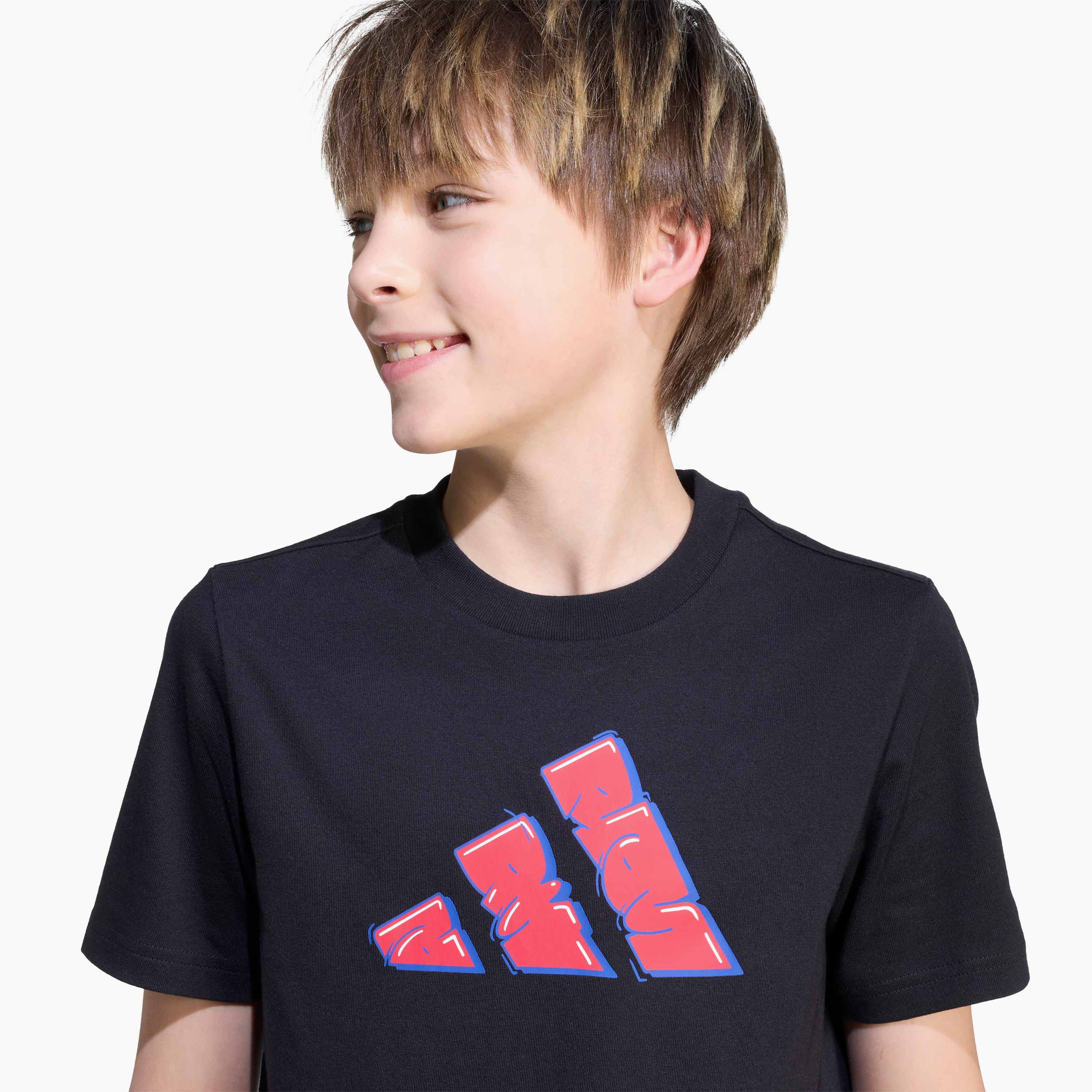 adidas Boys Crew Neck T-shirt with Logo Print - Cotton - Short Sleeves-sports-boys-clothing-tops-image-5