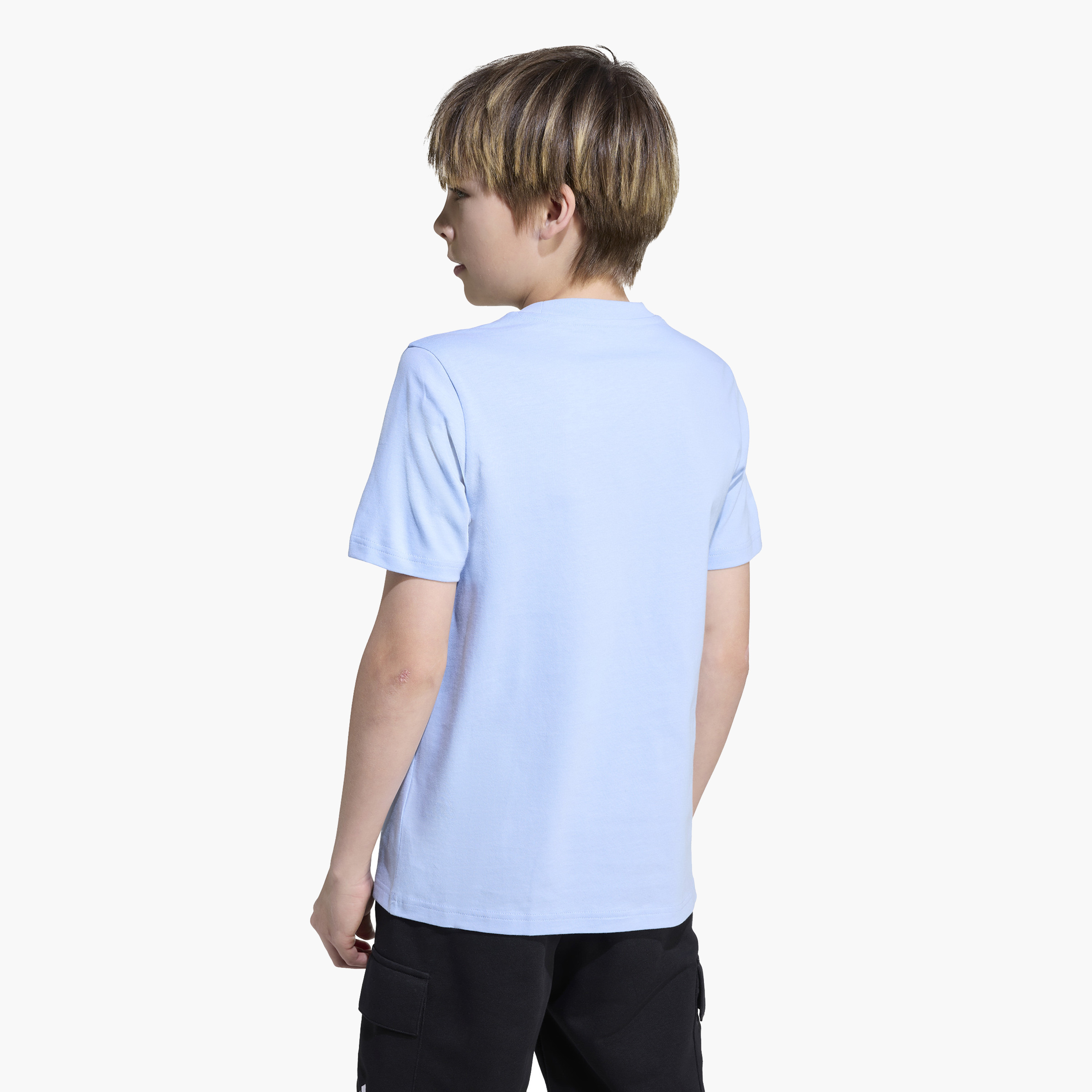 adidas Boys Crew Neck T-shirt with Logo Print - Cotton - Short Sleeves-sports-boys-clothing-tops-image-2