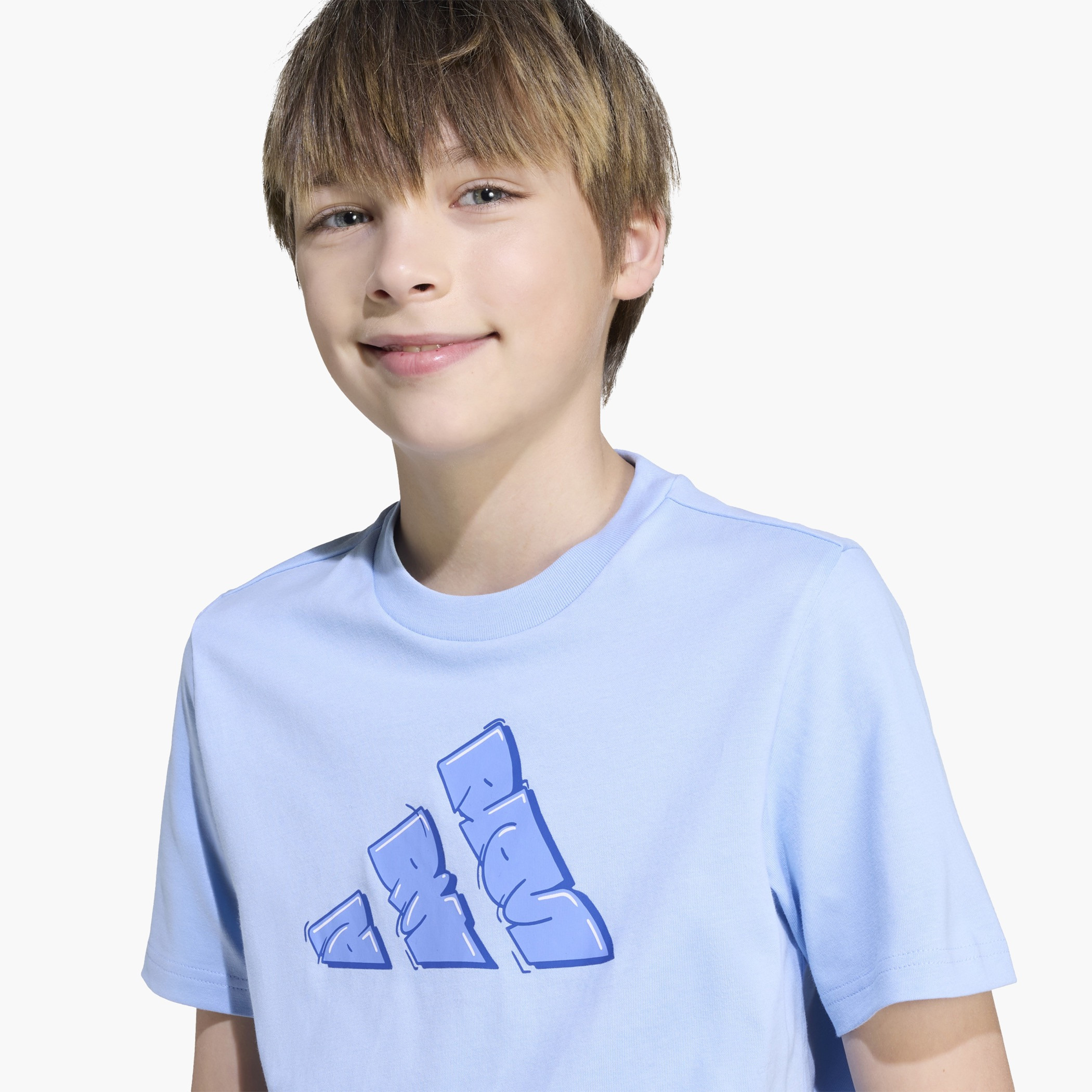 adidas Boys Crew Neck T-shirt with Logo Print - Cotton - Short Sleeves-sports-boys-clothing-tops-image-5