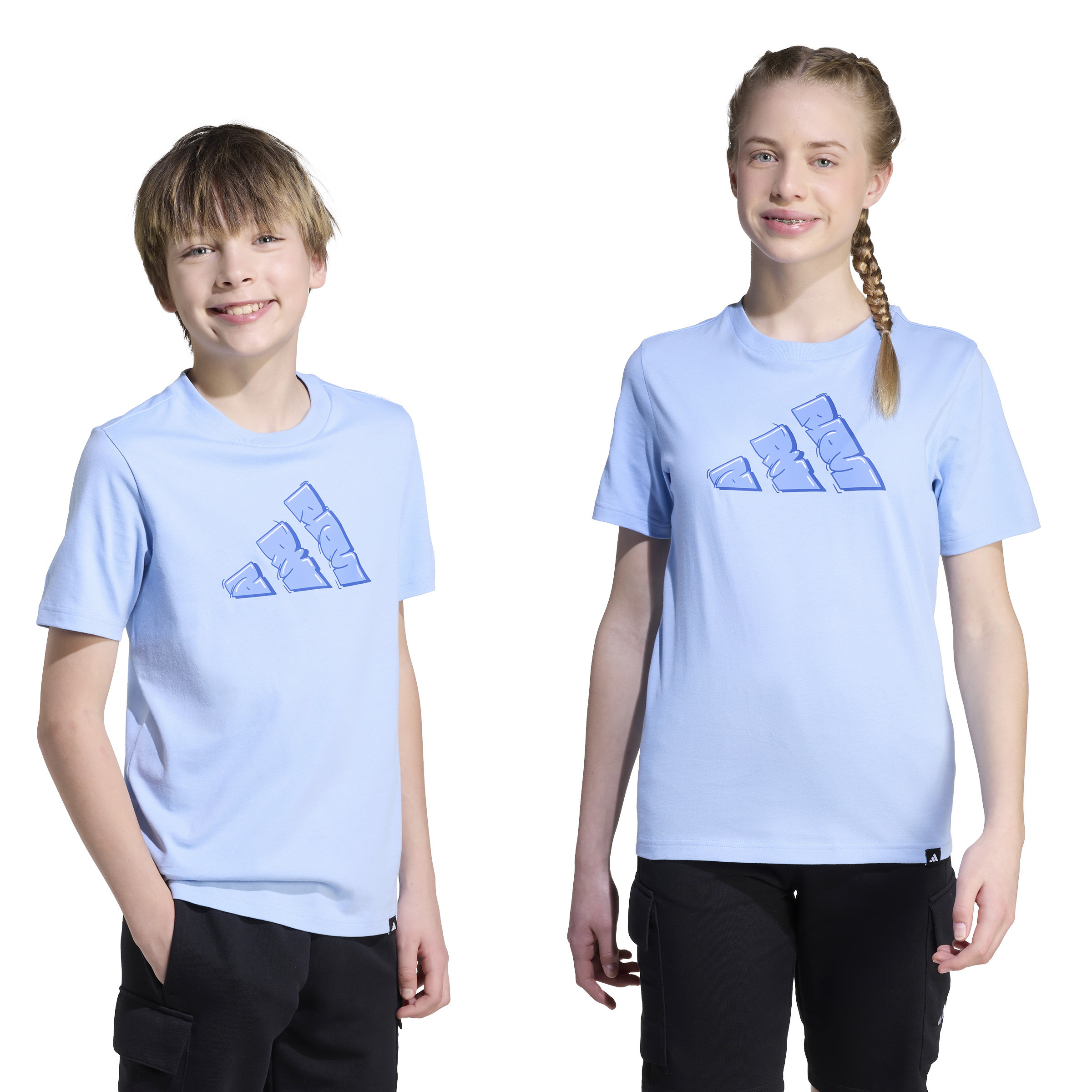 adidas Boys Crew Neck T-shirt with Logo Print - Cotton - Short Sleeves-sports-boys-clothing-tops-image-7