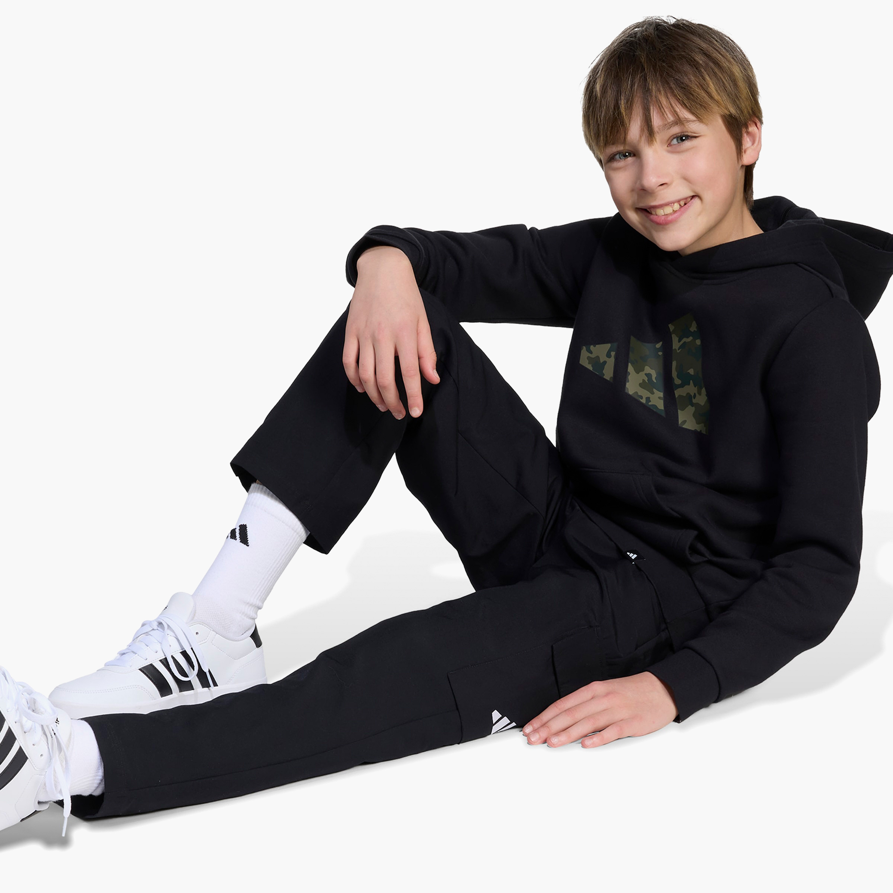 adidas Boys Hooded Neck Sweatshirt with Kangaroo Pocket - Long Sleeves-boys-clothing-sweatshirts-image-3