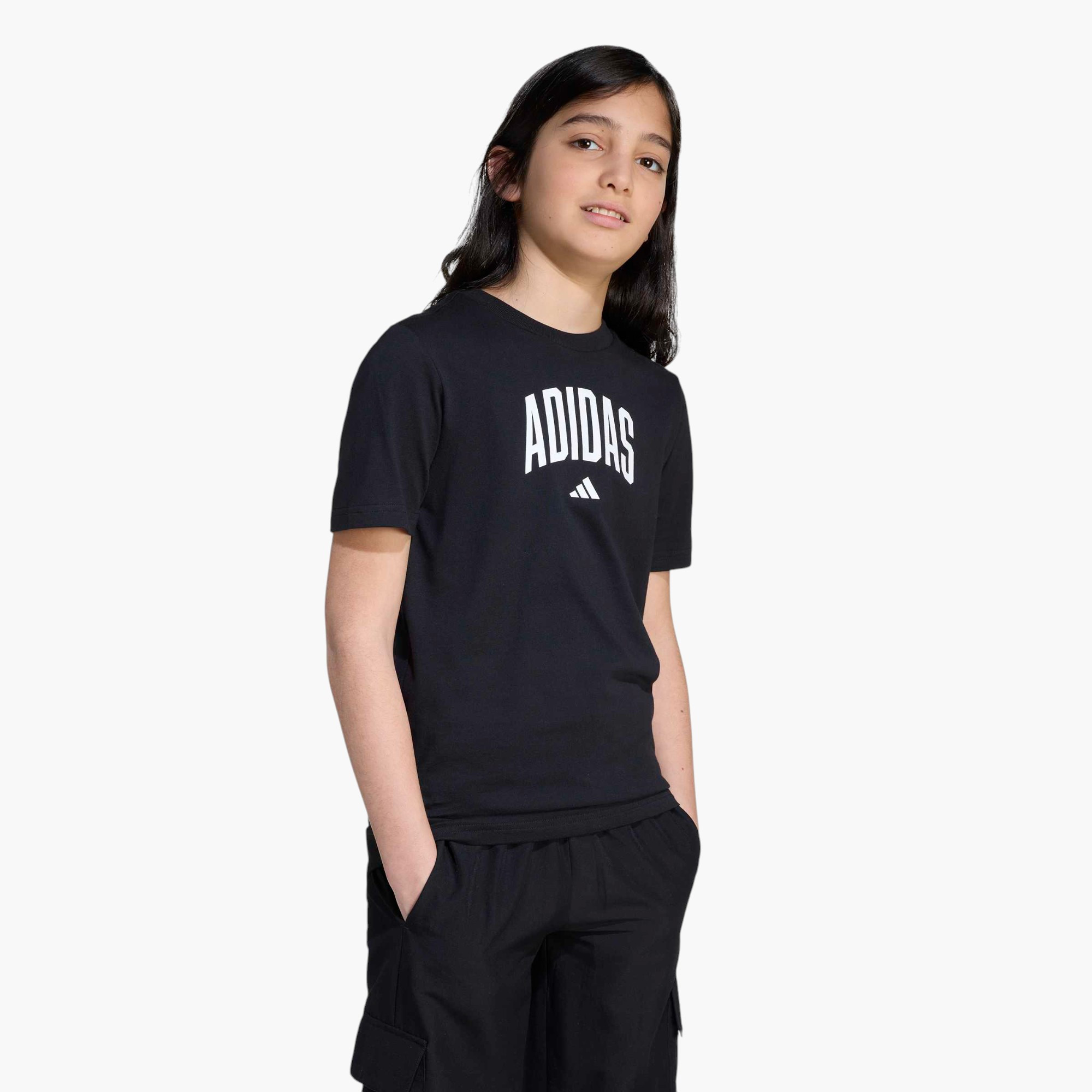 adidas Boys Crew Neck T-shirt with Logo Print - Cotton - Short Sleeves-sports-boys-clothing-tops-image-1