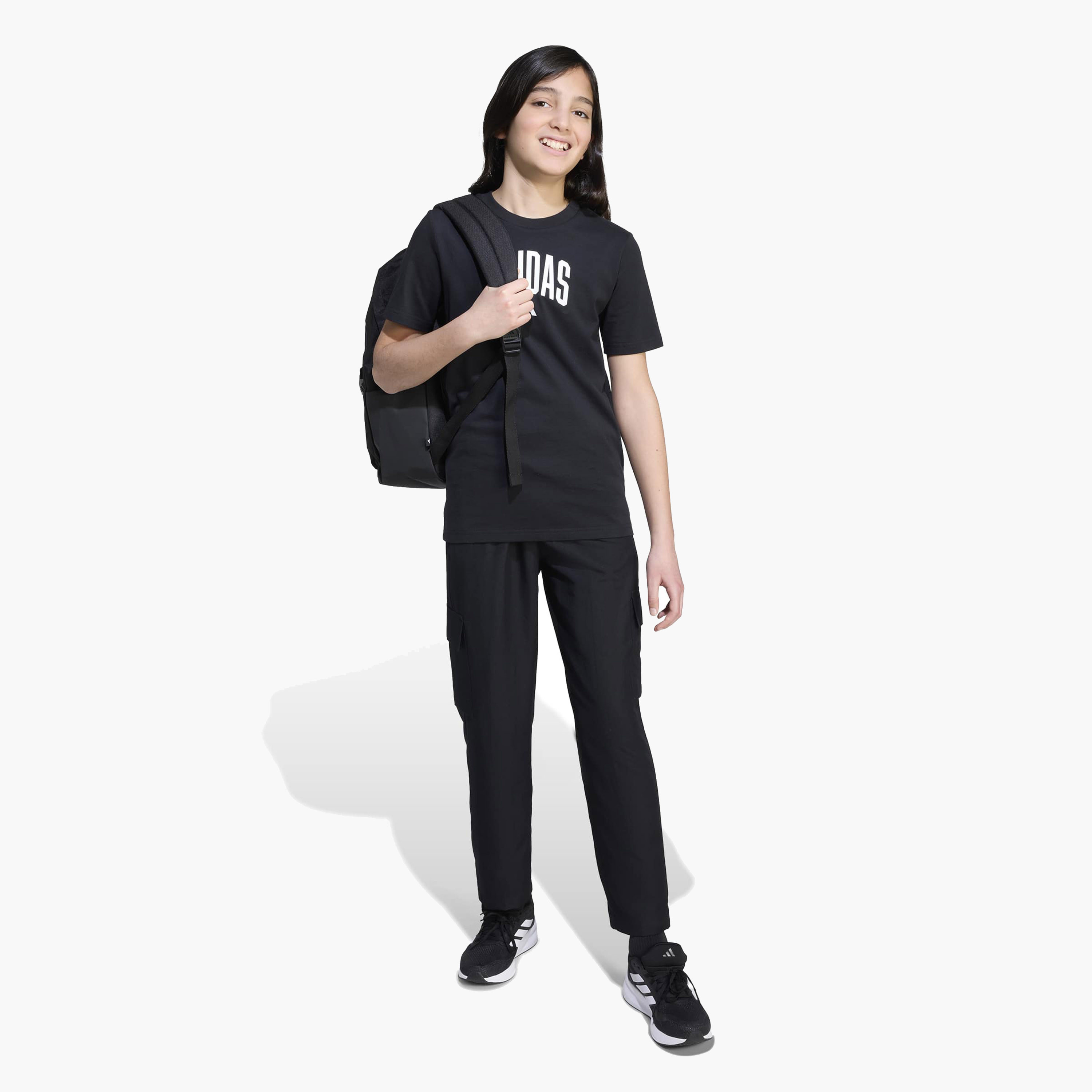 adidas Boys Crew Neck T-shirt with Logo Print - Cotton - Short Sleeves-sports-boys-clothing-tops-image-3