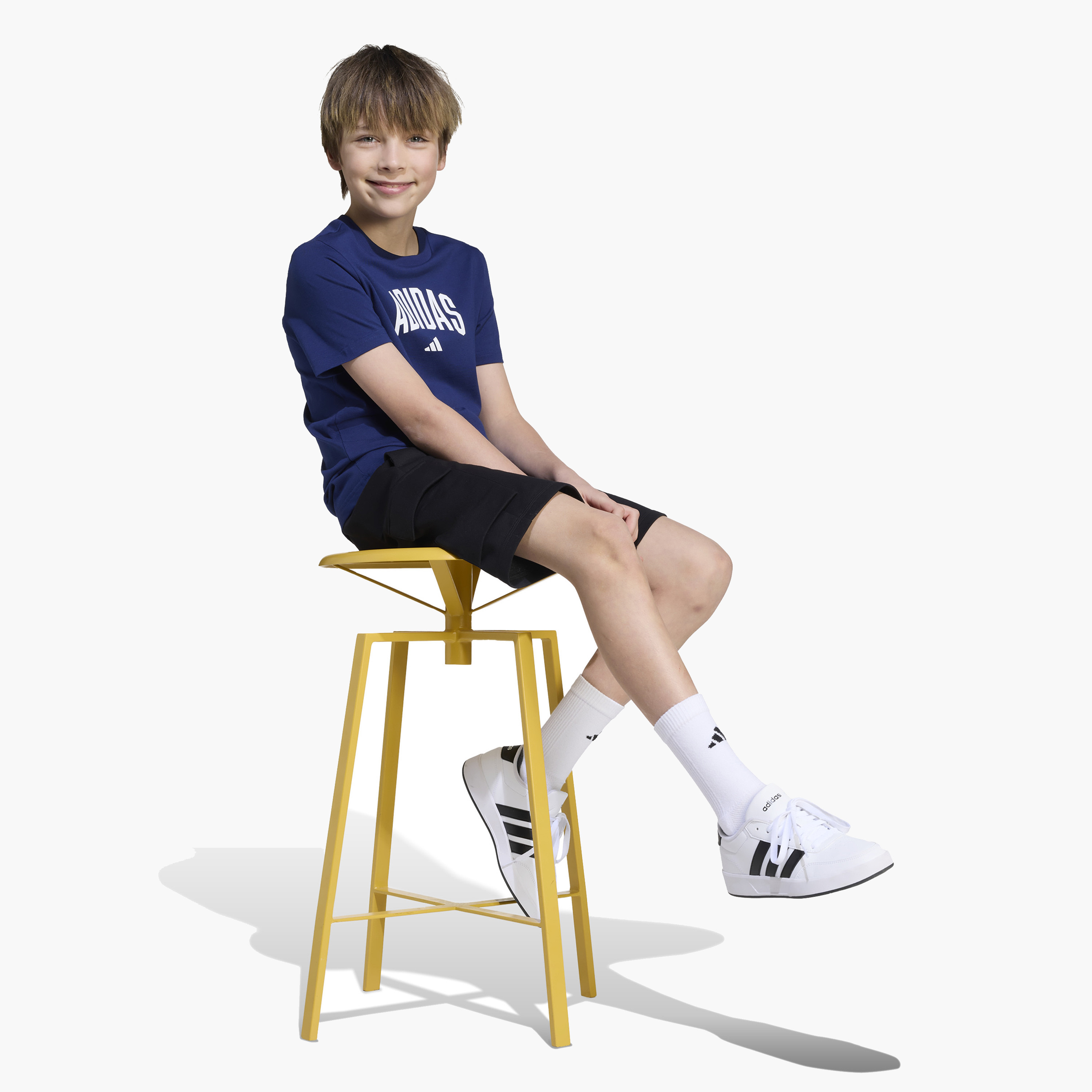 adidas Boys Crew Neck T-shirt with Logo Print - Cotton - Short Sleeves-sports-boys-clothing-tops-image-3