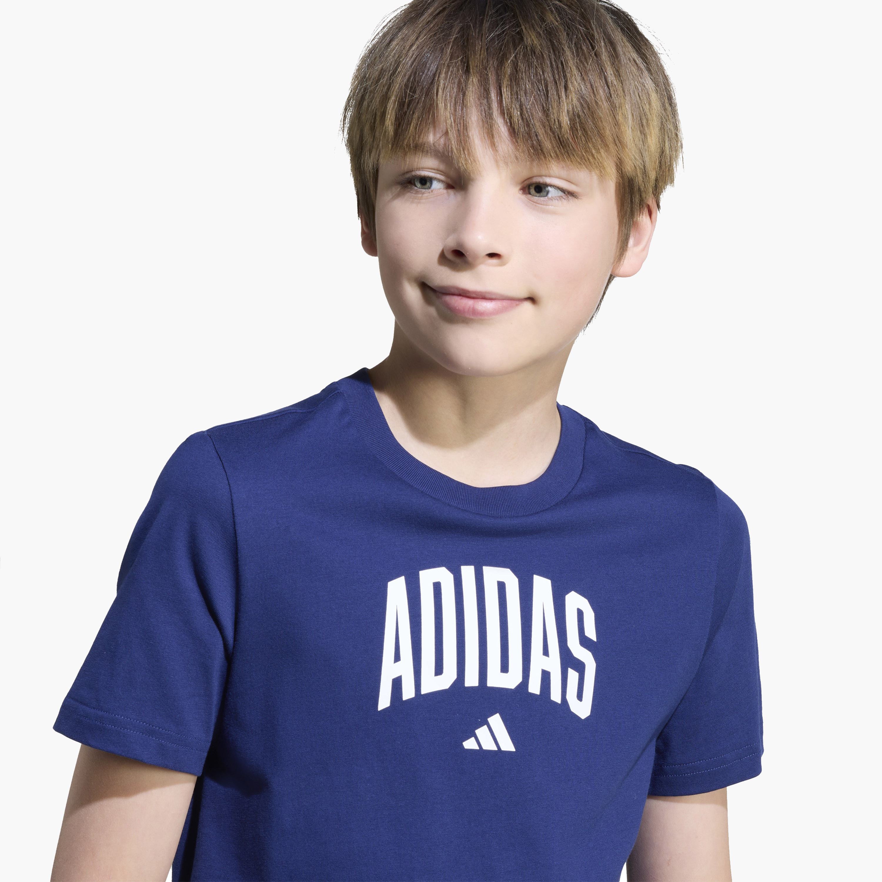 adidas Boys Crew Neck T-shirt with Logo Print - Cotton - Short Sleeves-sports-boys-clothing-tops-image-4