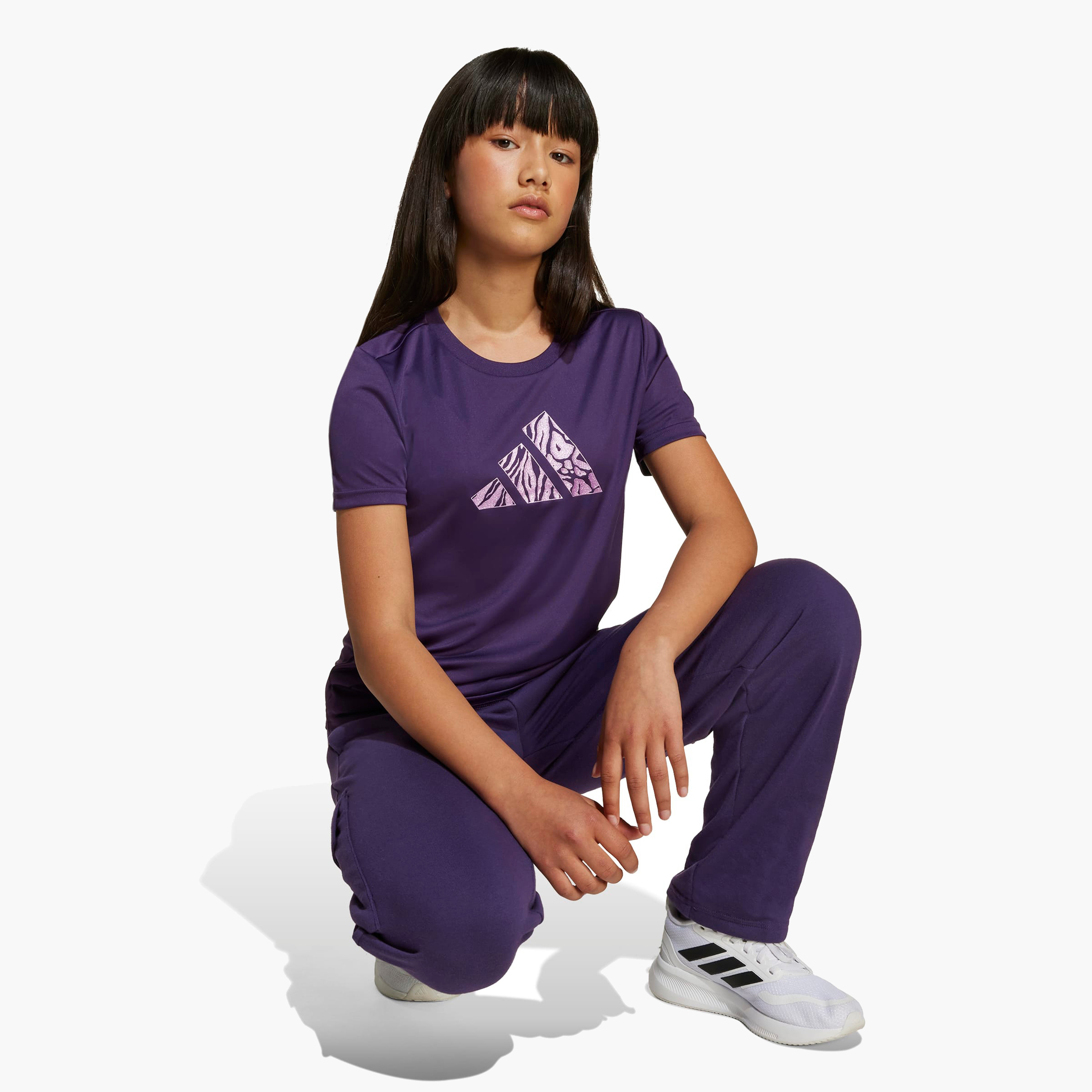 adidas Girls Crew Neck T-shirt with Logo Print - Short Sleeves-sports-girls-clothing-tops-image-3