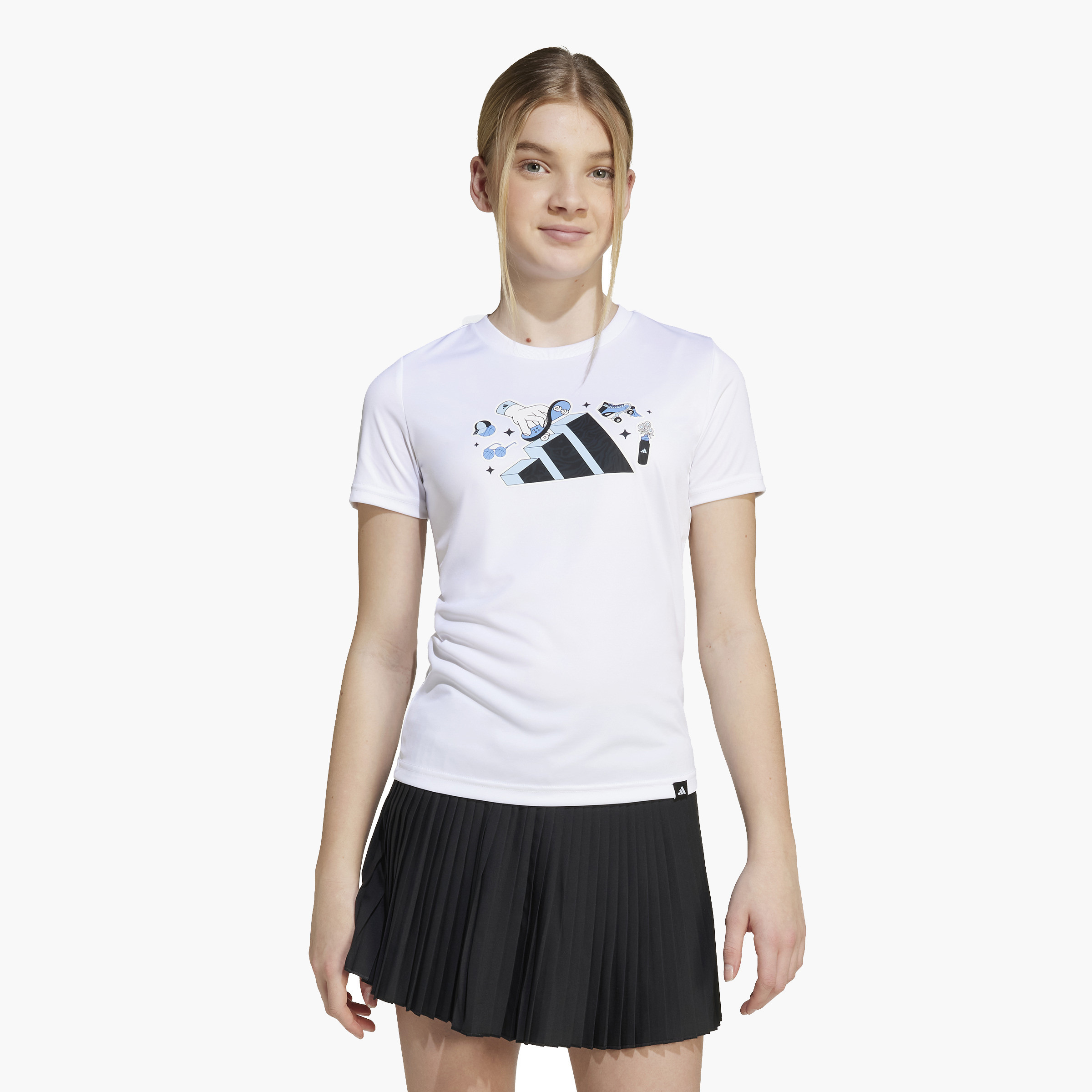 adidas Girls T-shirt with Graphic Logo Print - Short Sleeves-sports-girls-clothing-tops-image-1