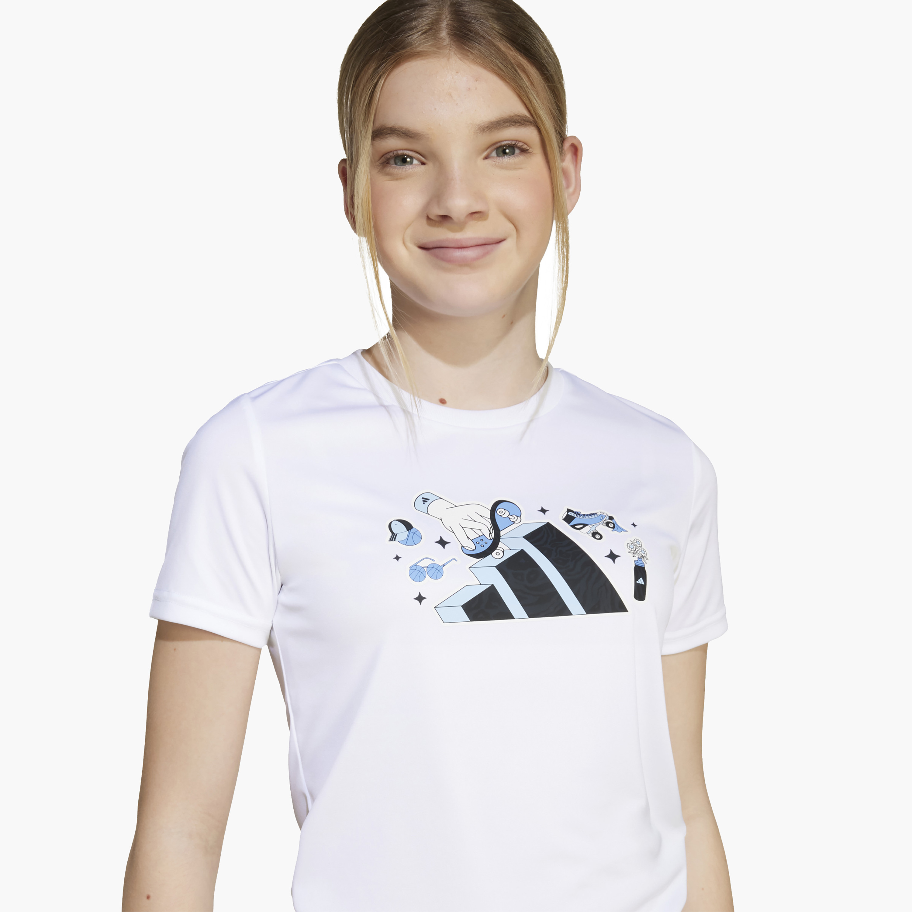 adidas Girls T-shirt with Graphic Logo Print - Short Sleeves-sports-girls-clothing-tops-image-4