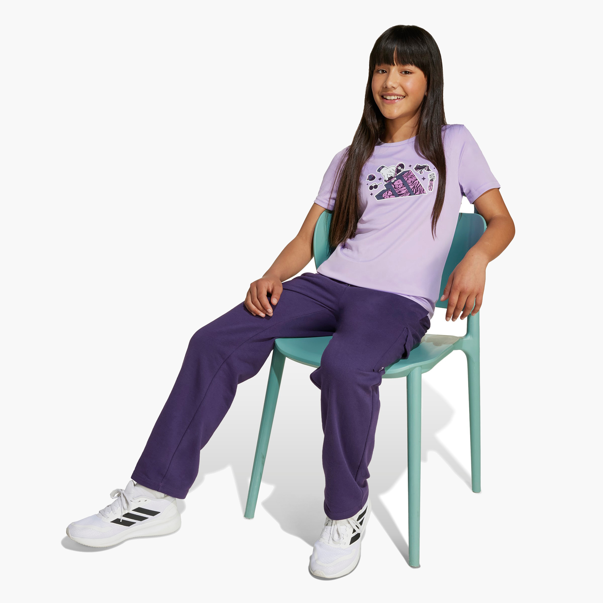 adidas Girls T-shirt with Graphic Logo Print - Short Sleeves-sports-girls-clothing-tops-image-3
