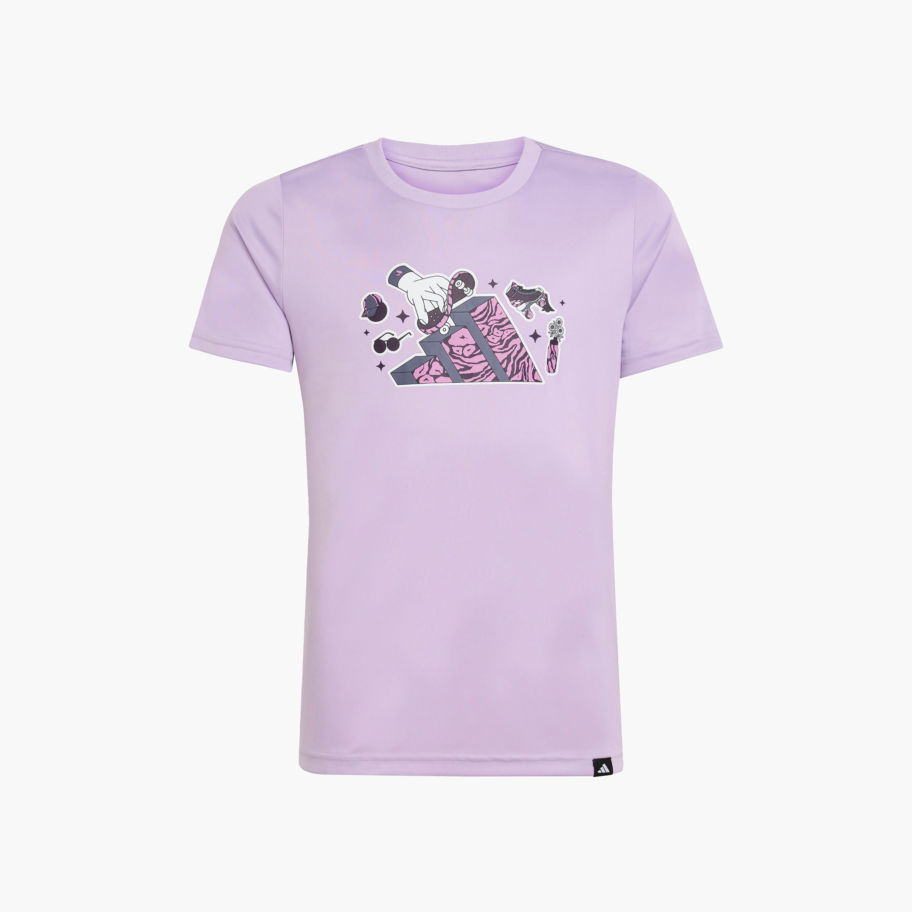 adidas Girls T-shirt with Graphic Logo Print - Short Sleeves-sports-girls-clothing-tops-image-6