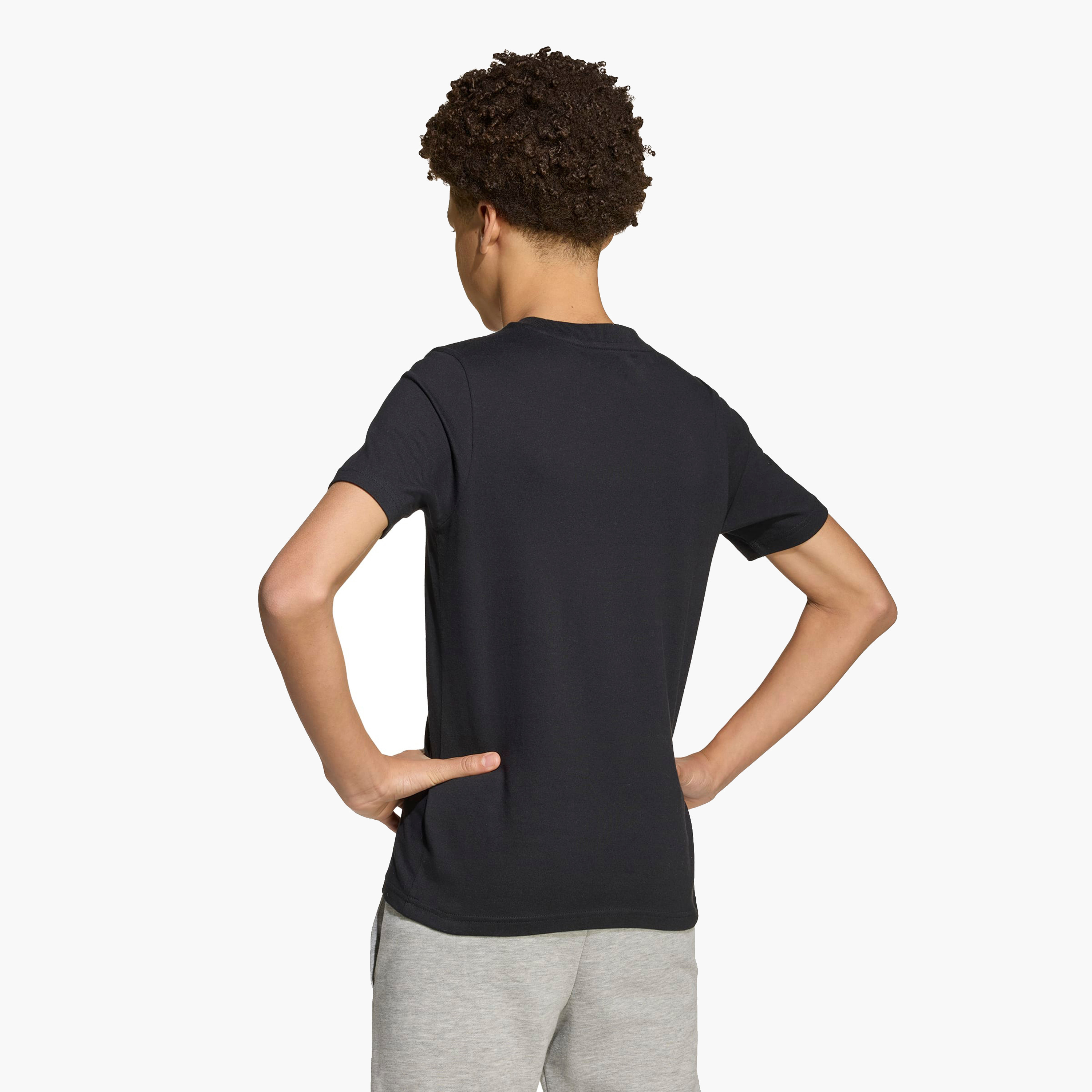 adidas Boys Crew Neck T-shirt with Logo Print - Cotton - Short Sleeves-sports-boys-clothing-tops-image-2