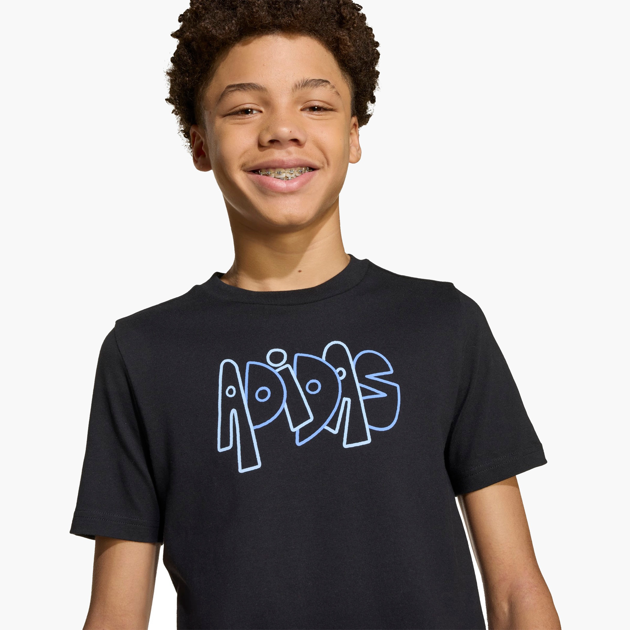 adidas Boys Crew Neck T-shirt with Logo Print - Cotton - Short Sleeves-sports-boys-clothing-tops-image-4