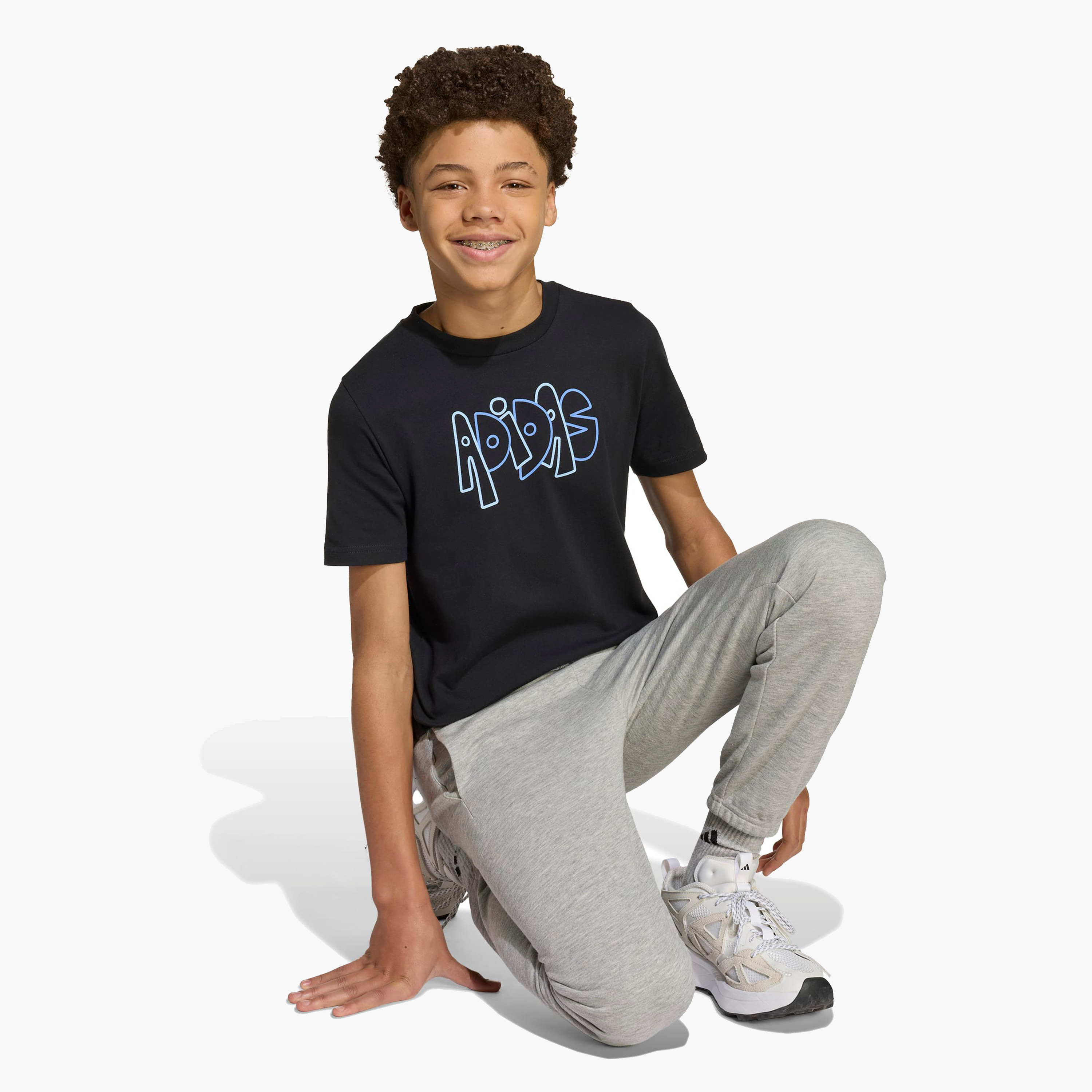 adidas Boys Crew Neck T-shirt with Logo Print - Cotton - Short Sleeves-sports-boys-clothing-tops-image-5