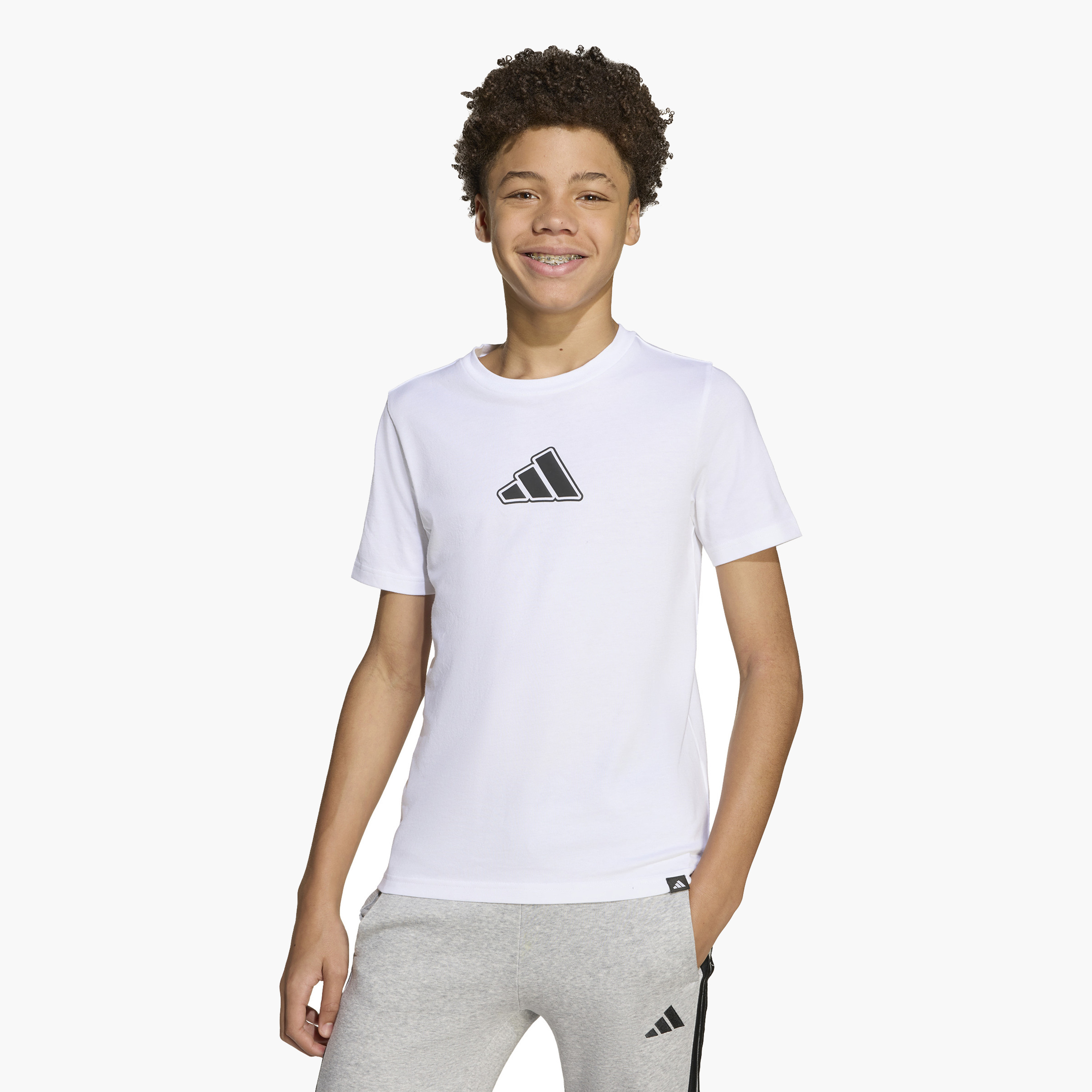adidas Logo Print Crew Neck T-shirt-boys-clothing-sportswear-tops-image-1