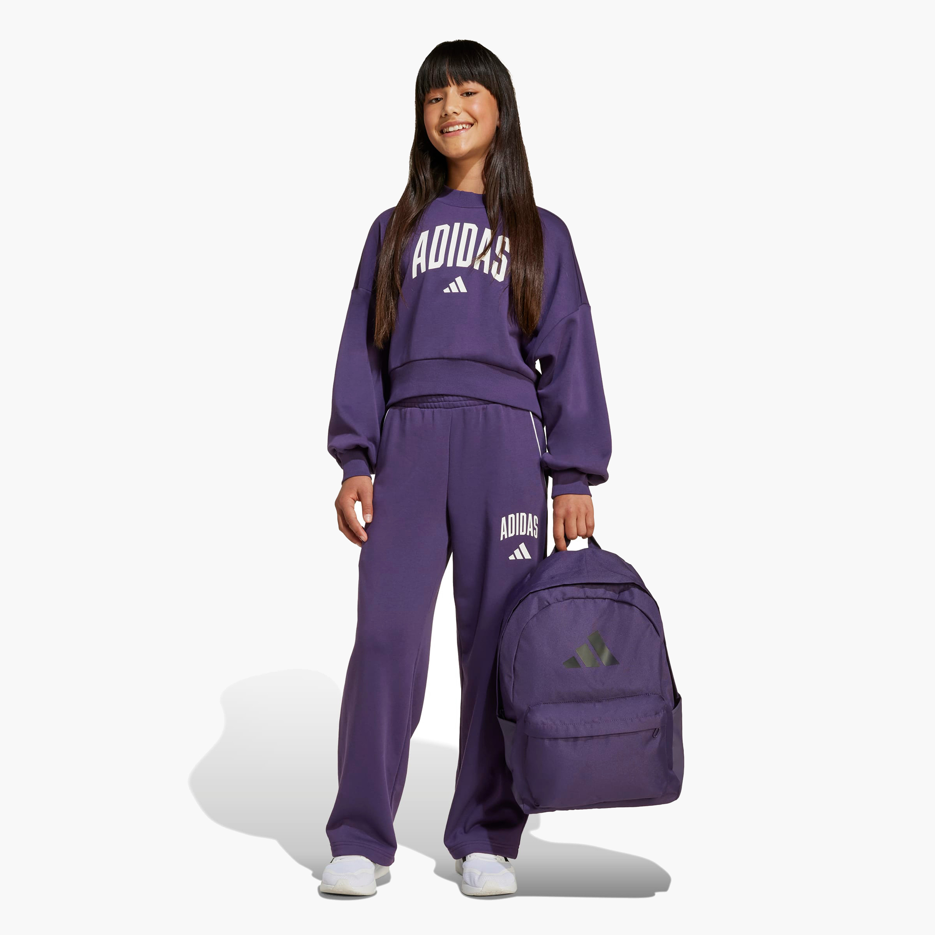 adidas Girls Crew Neck Sweatshirt with Logo Print - Long Sleeves-girls-clothing-sweatshirts-image-3