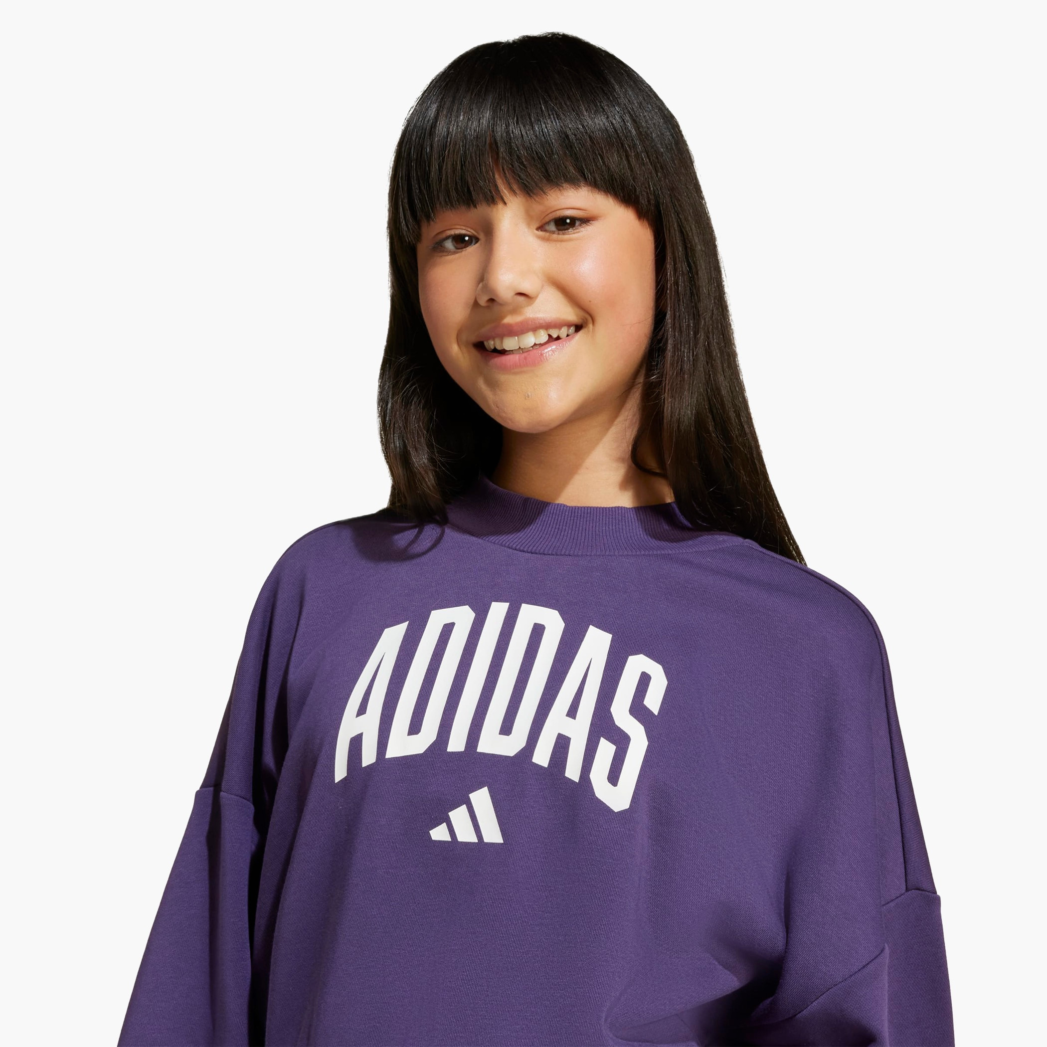 adidas Girls Crew Neck Sweatshirt with Logo Print - Long Sleeves-girls-clothing-sweatshirts-image-5