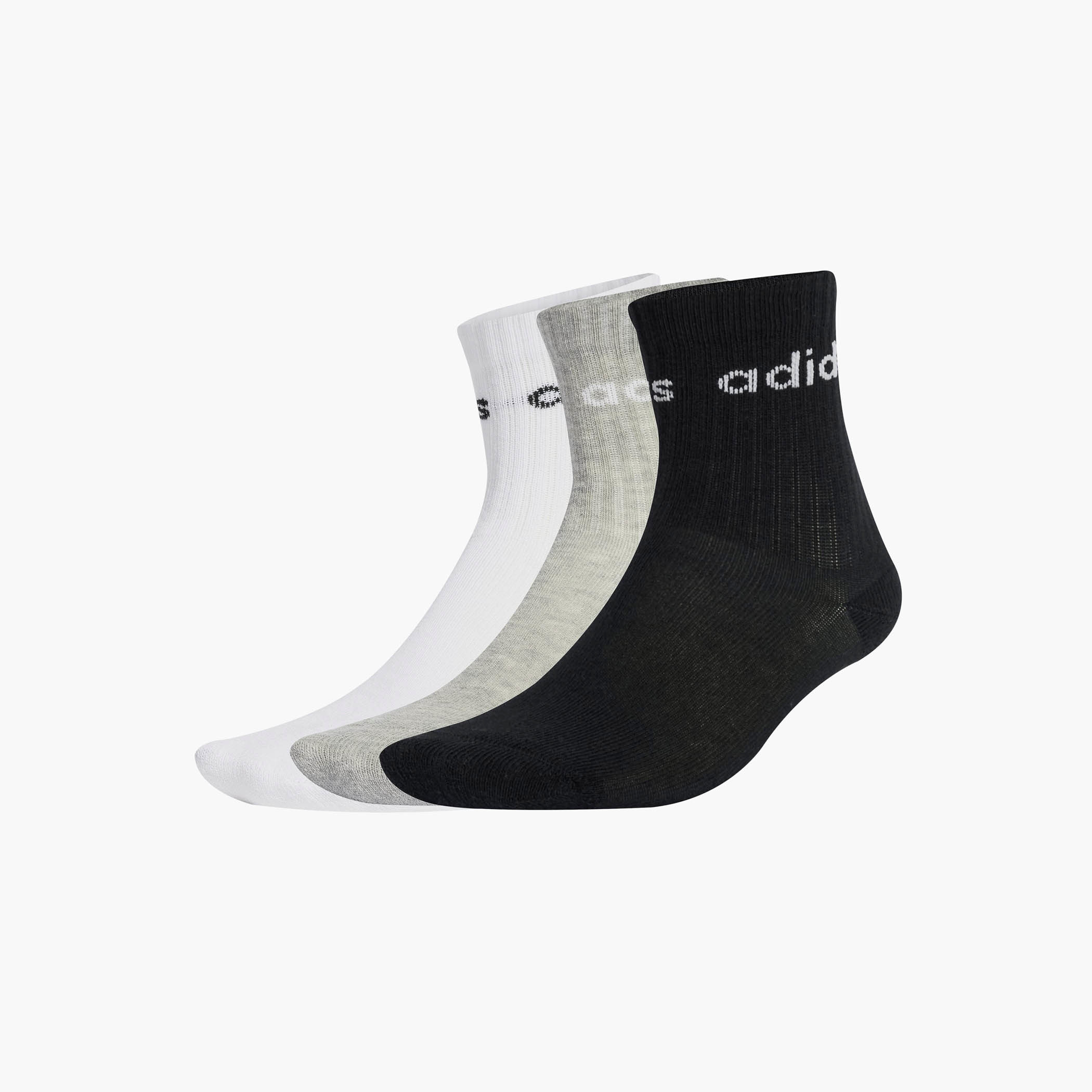 طقم جوارب 3 أزواج بطول متوسط وبطبعات شعار من أديداس-girls-accessories-socks-image-1