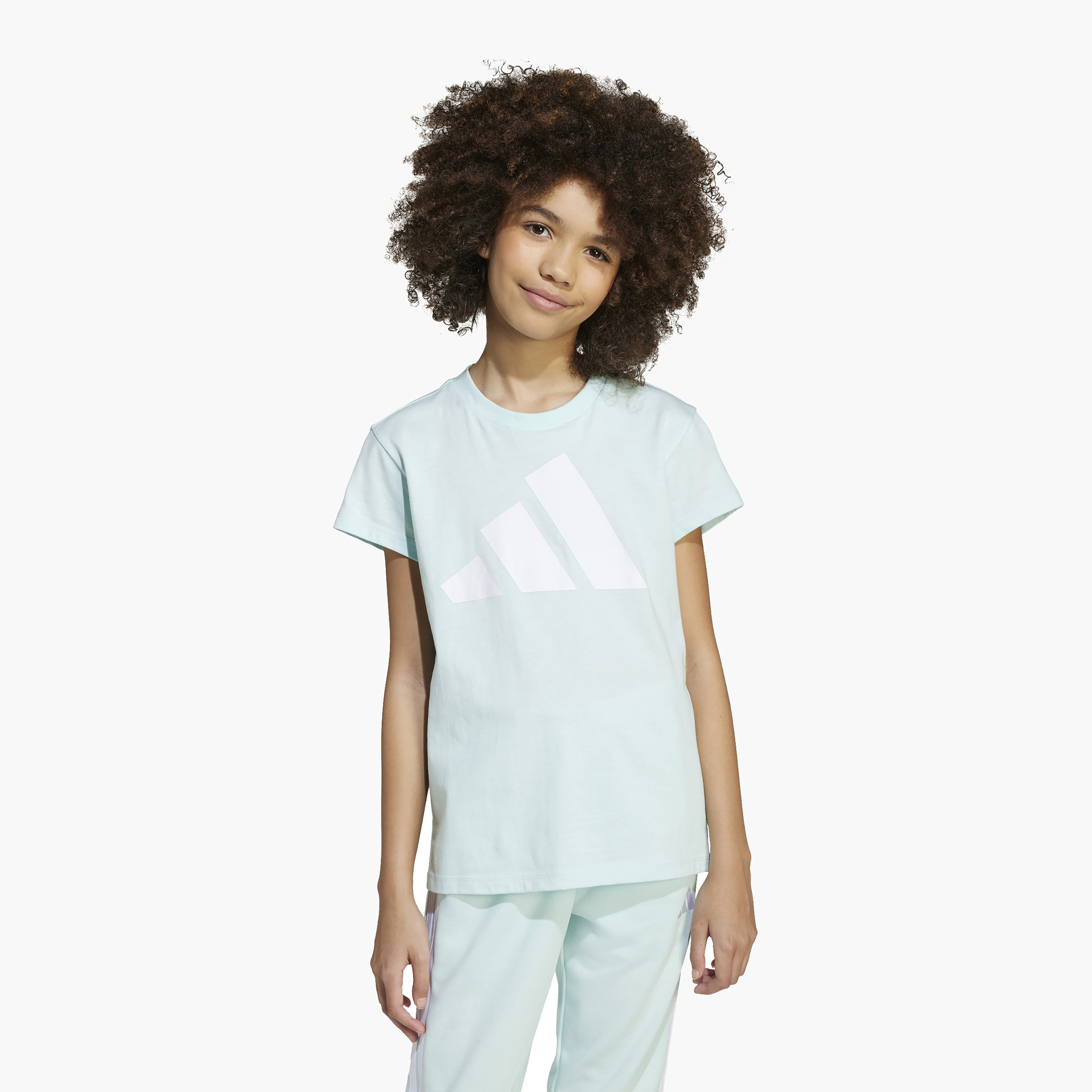 adidas Girls T-shirt with Logo Print - Cotton - Short Sleeves-sports-girls-clothing-tops-image-1