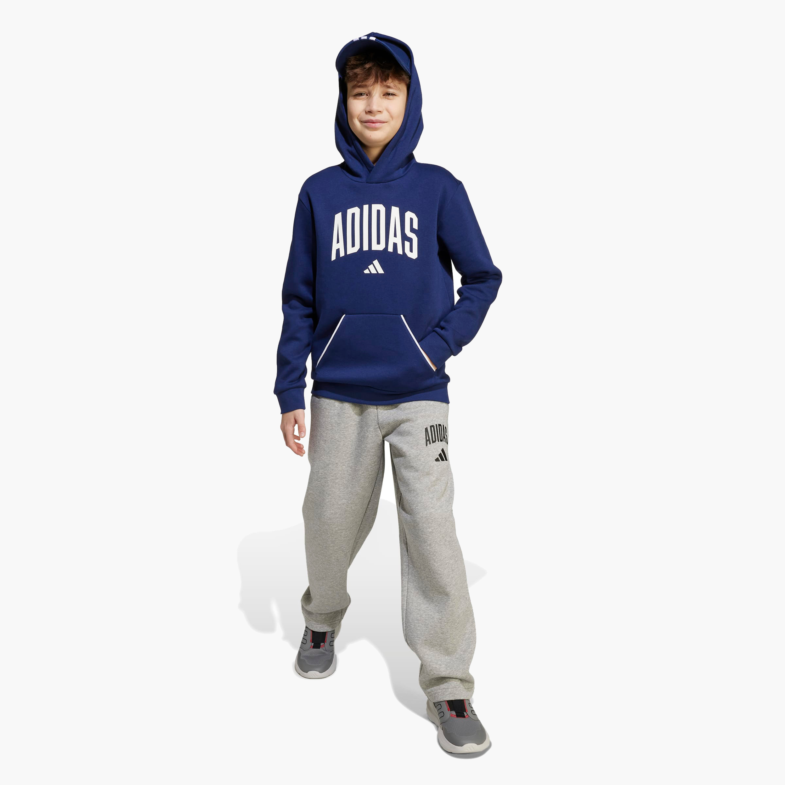 adidas Boys Track Pants with Logo Print - Elasticated Drawstring-boys-clothing-bottoms-joggersandtrackpants-image-3