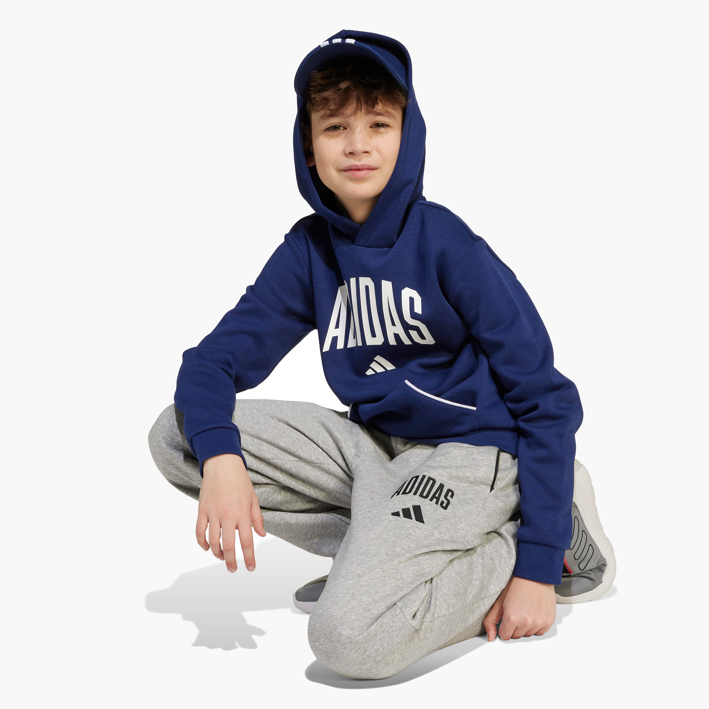 adidas Boys Track Pants with Logo Print - Elasticated Drawstring-boys-clothing-bottoms-joggersandtrackpants-image-5