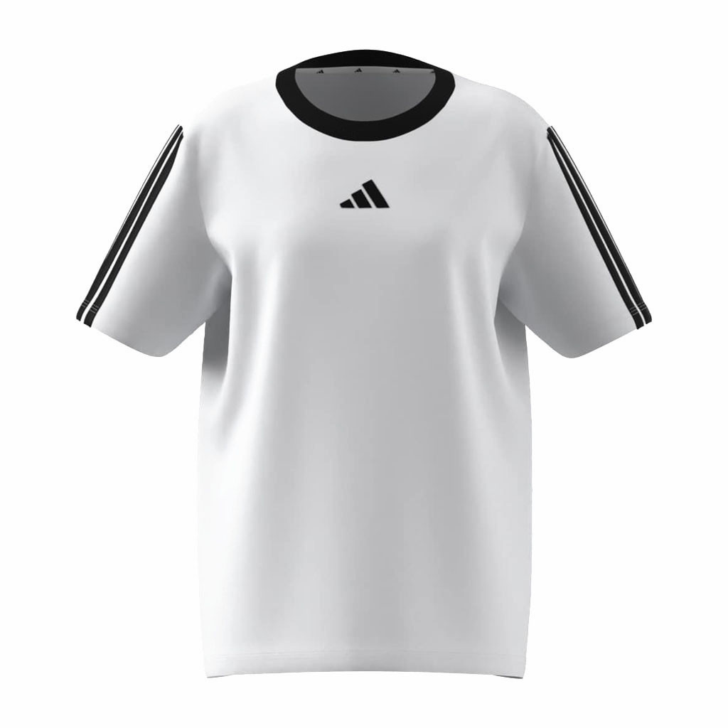 تيشيرت بياقة ضيقة وأكمام قصيرة وطبعات شعار من أديداس-girls-clothing-tshirts-image-7