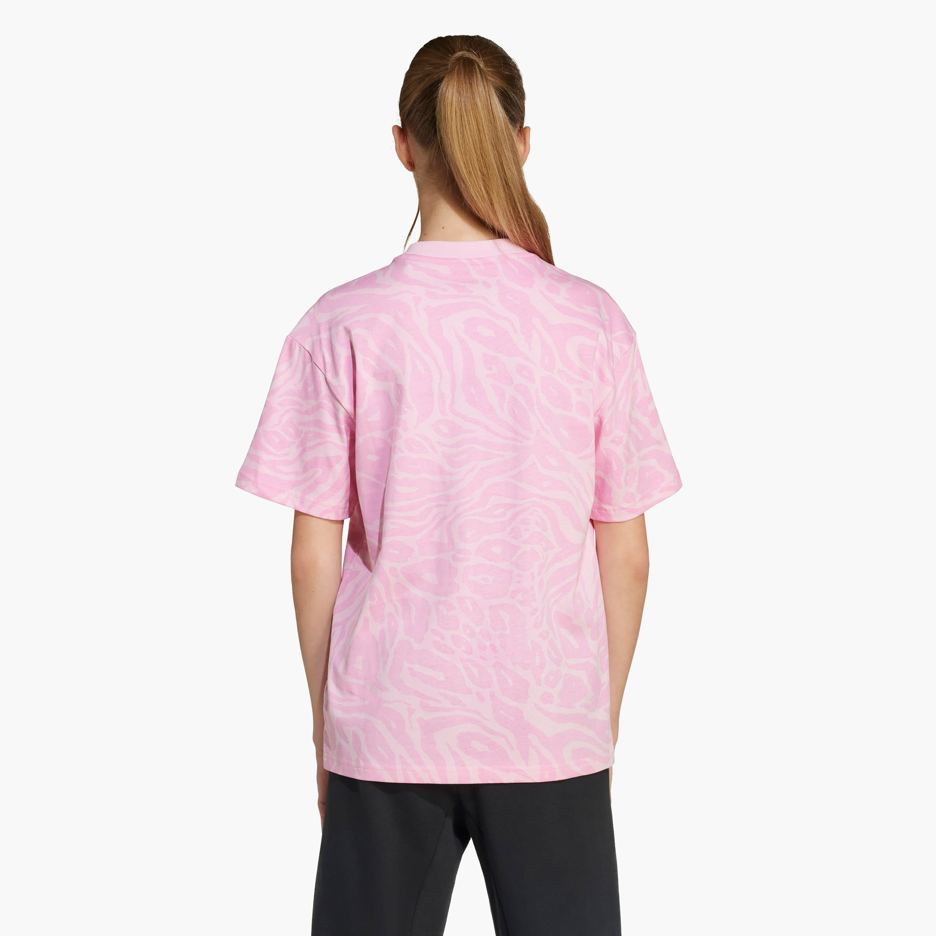 adidas Girls Crew Neck T-shirt with Animal Print - Cotton - Short Sleeves-sports-girls-clothing-tops-image-2