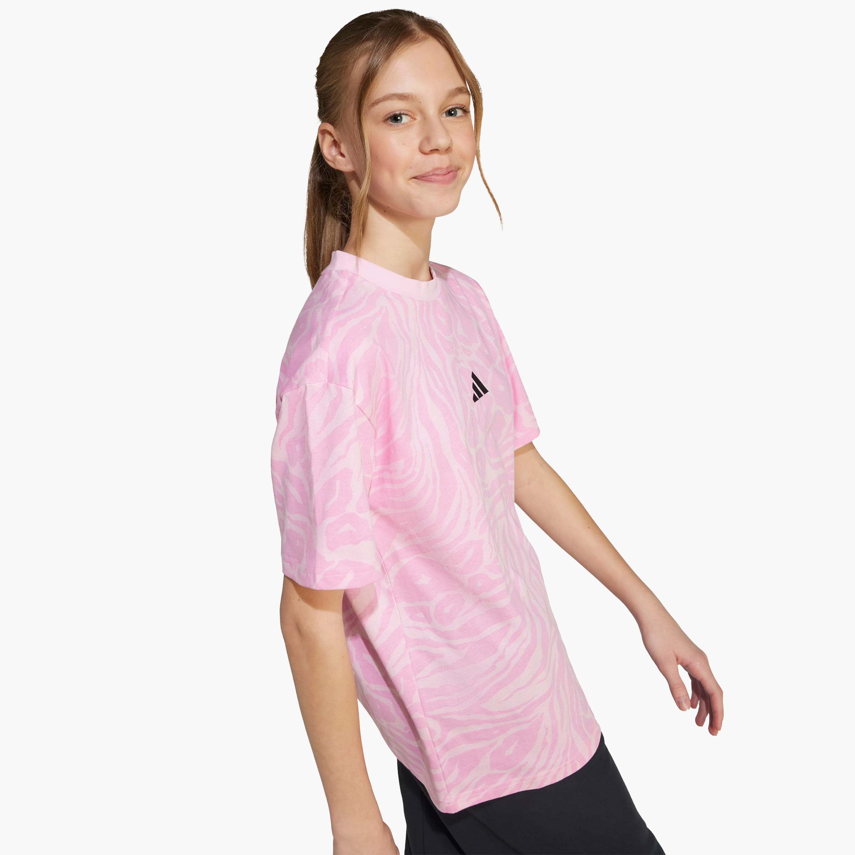 adidas Girls Crew Neck T-shirt with Animal Print - Cotton - Short Sleeves-sports-girls-clothing-tops-image-5