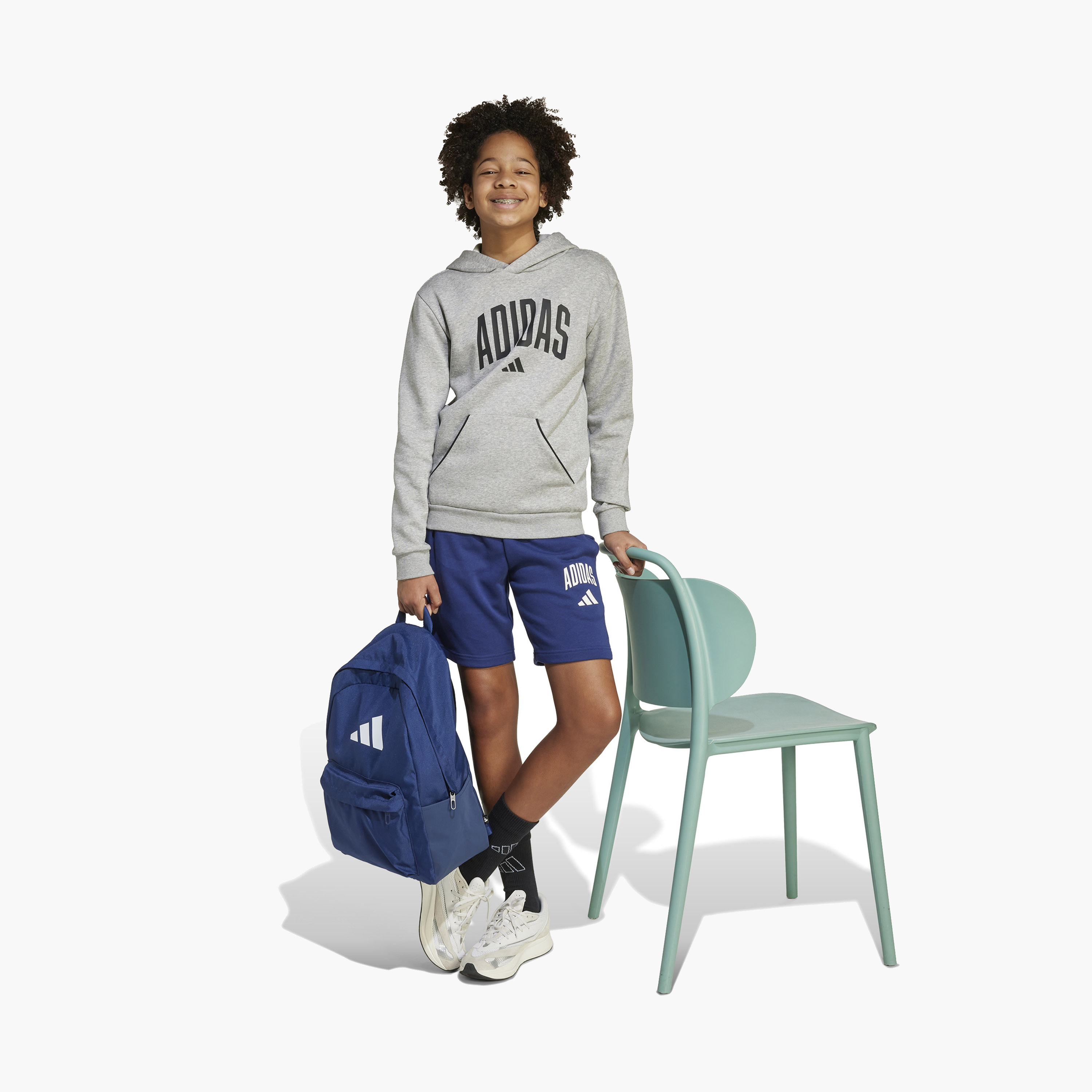 adidas Boys Shorts with Logo Print - Cotton Blend - Elastic-sports-boys-clothing-bottoms-shorts-image-3