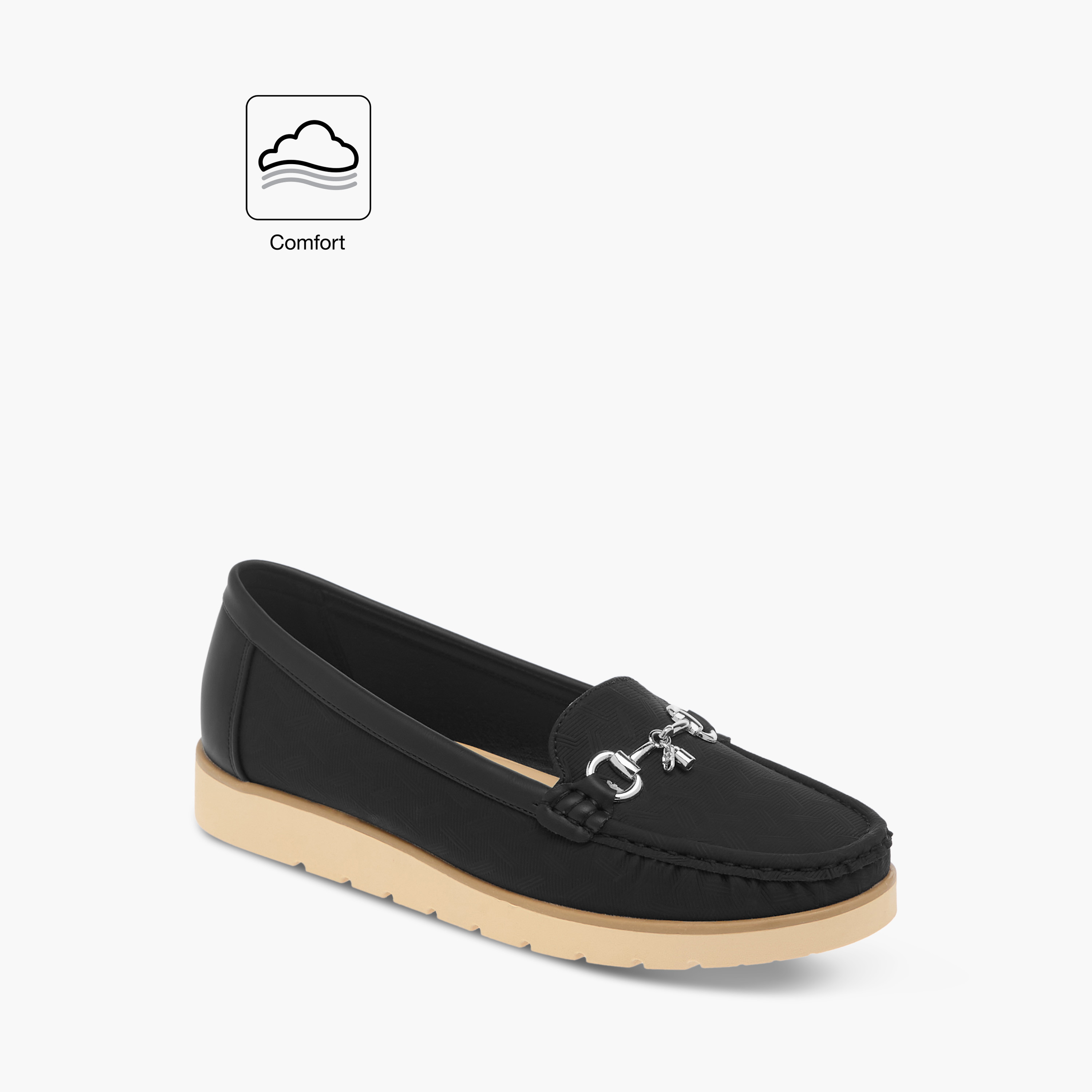 حذاء سهل الارتداء مريح بارز الملمس بزينة معدن من فلورا بيلا-women-shoes-flats-loafers-image-2