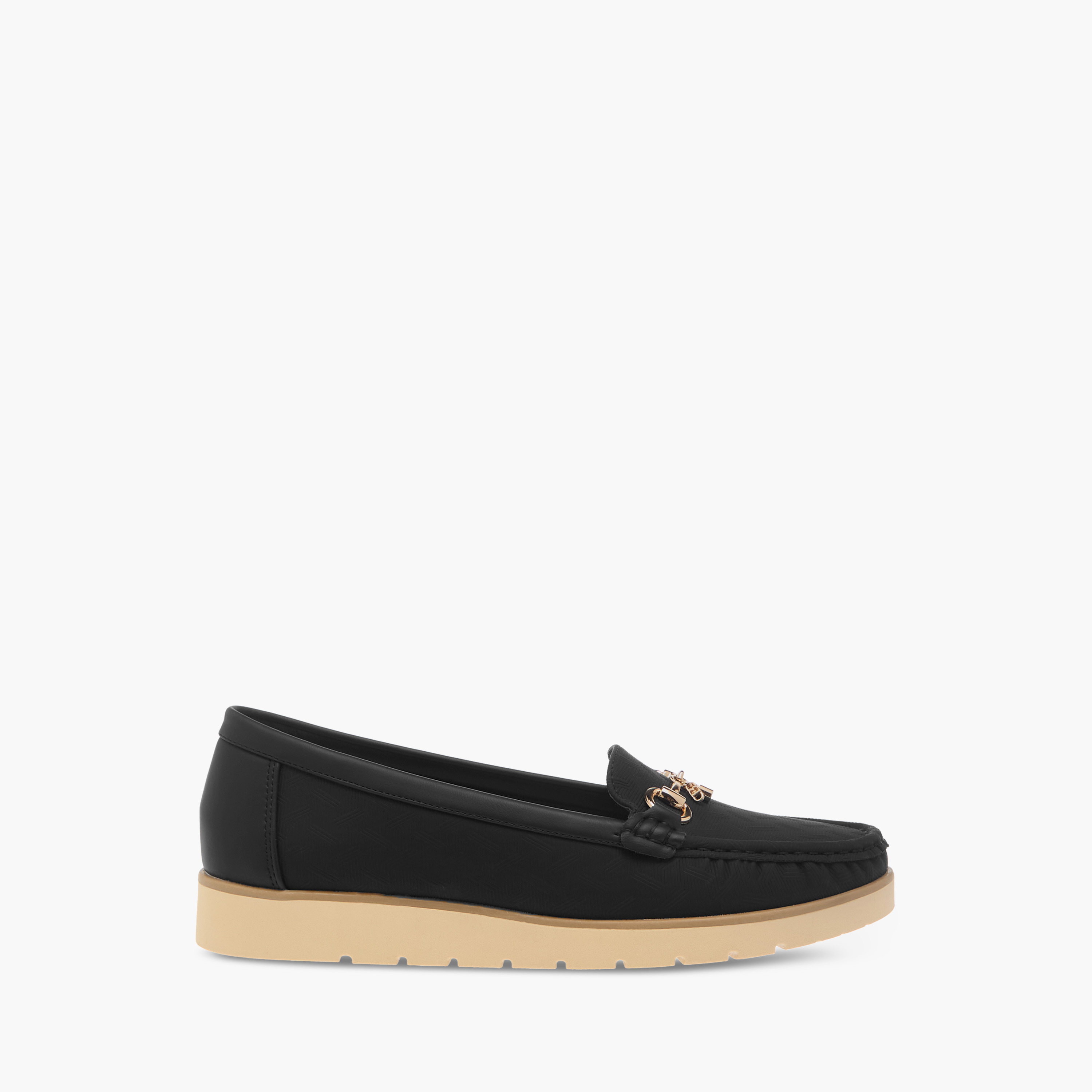 حذاء سهل الارتداء مريح بارز الملمس بزينة معدن من فلورا بيلا-women-shoes-flats-loafers-image-3
