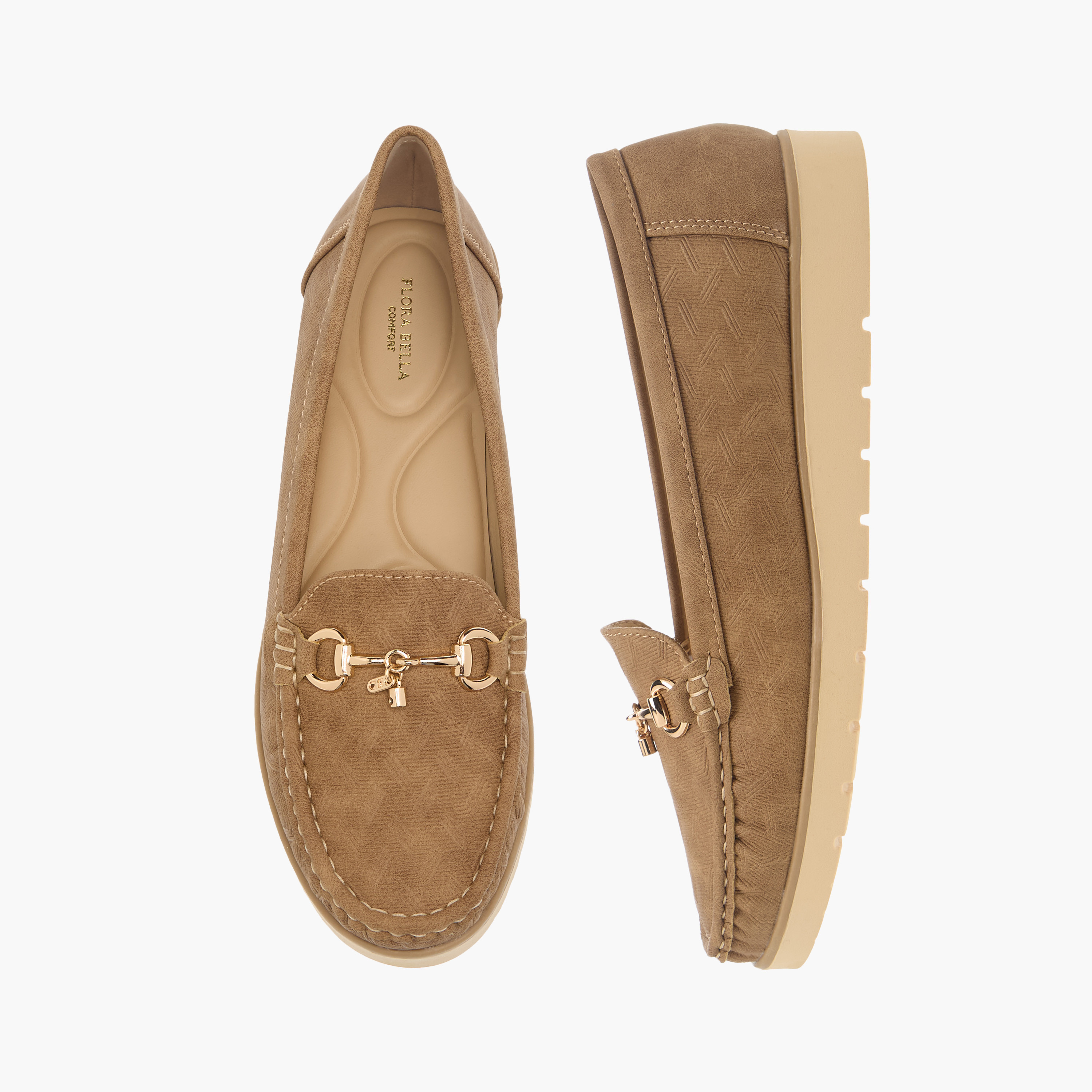 Flora Bella Textured Slip-On Comfort Loafers with Metal Accent-women-shoes-flats-loafers-image-1