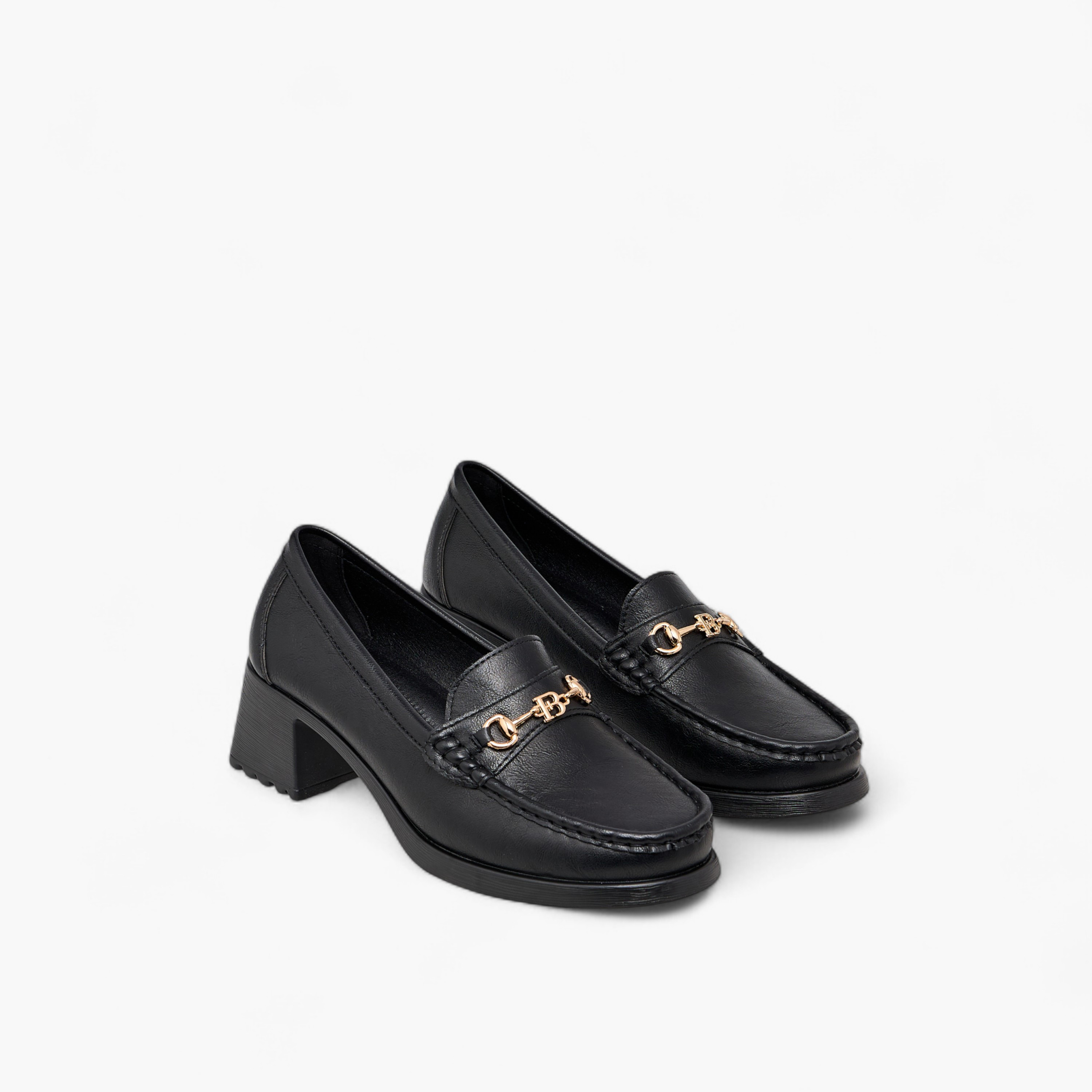 Flora Bella Metal Accent Slip-On Loafers with Block Heels-women-shoes-heels-image-1