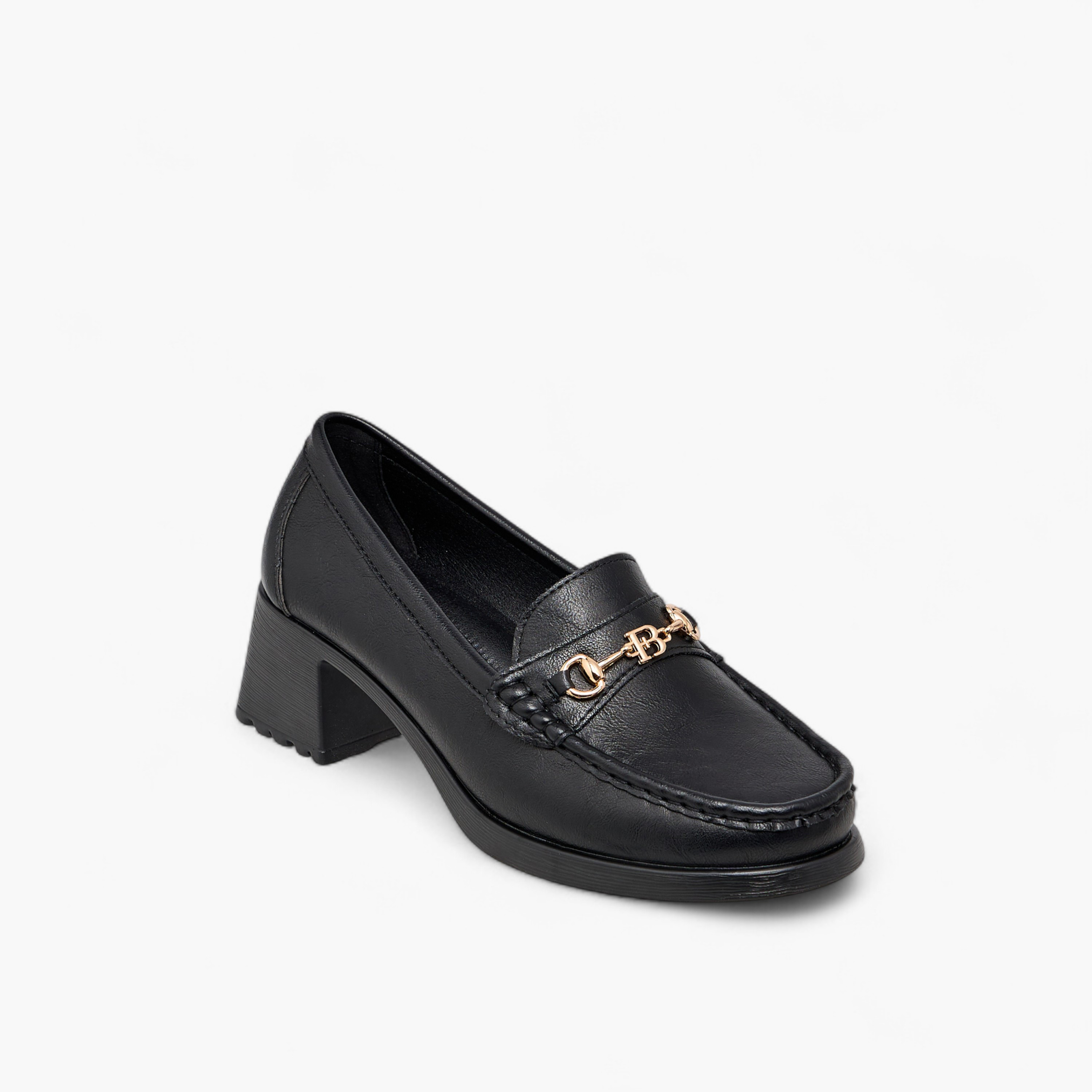 Flora Bella Metal Accent Slip-On Loafers with Block Heels-women-shoes-heels-image-2