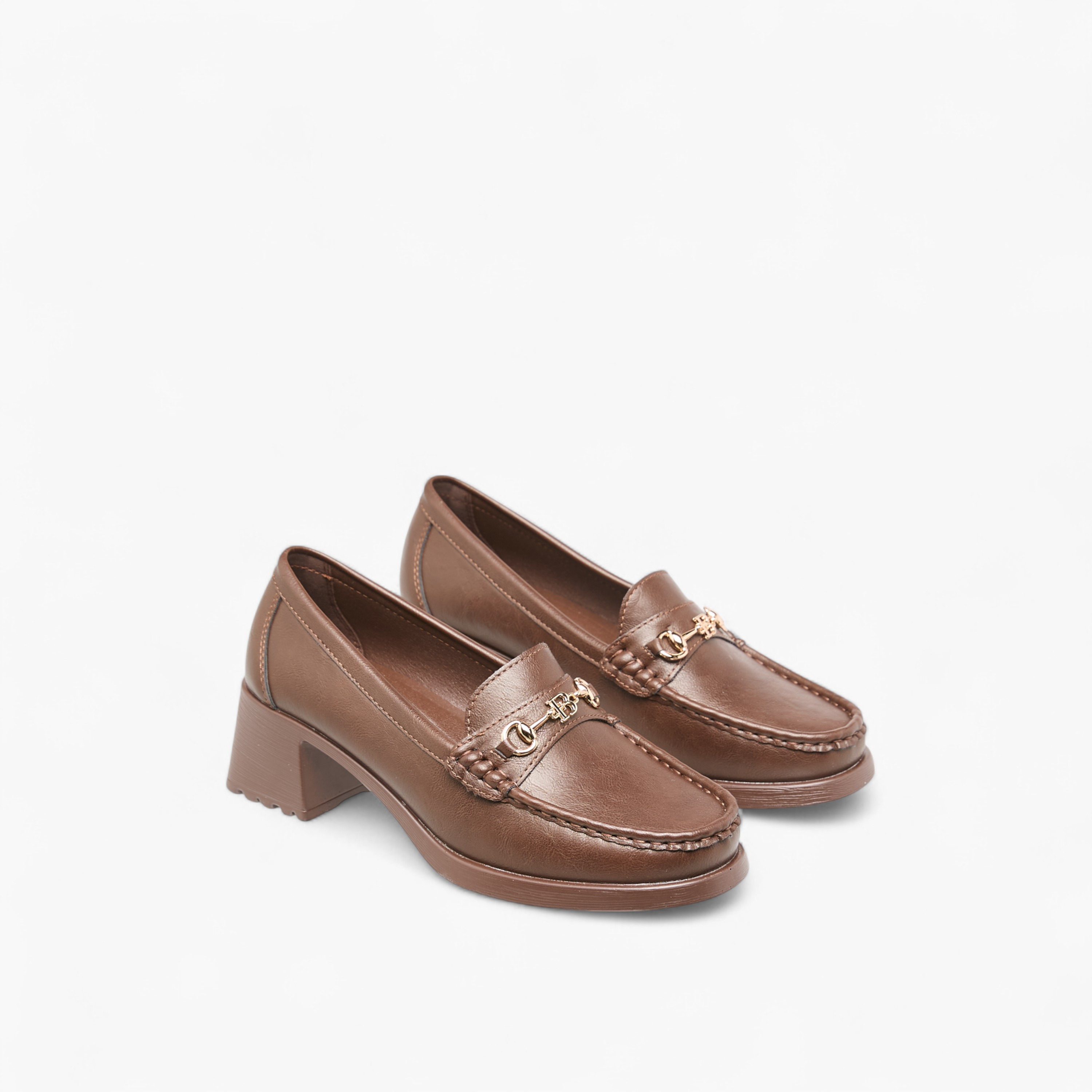Flora Bella Metal Accent Slip-On Loafers with Block Heels-women-shoes-heels-image-1