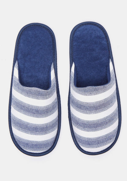 Striped Slip-On Bedroom Slippers-Men%27s Bedrooms Slippers-image-0