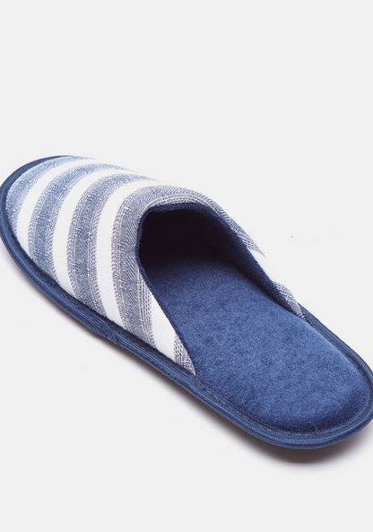 Striped Slip-On Bedroom Slippers-Men%27s Bedrooms Slippers-image-2