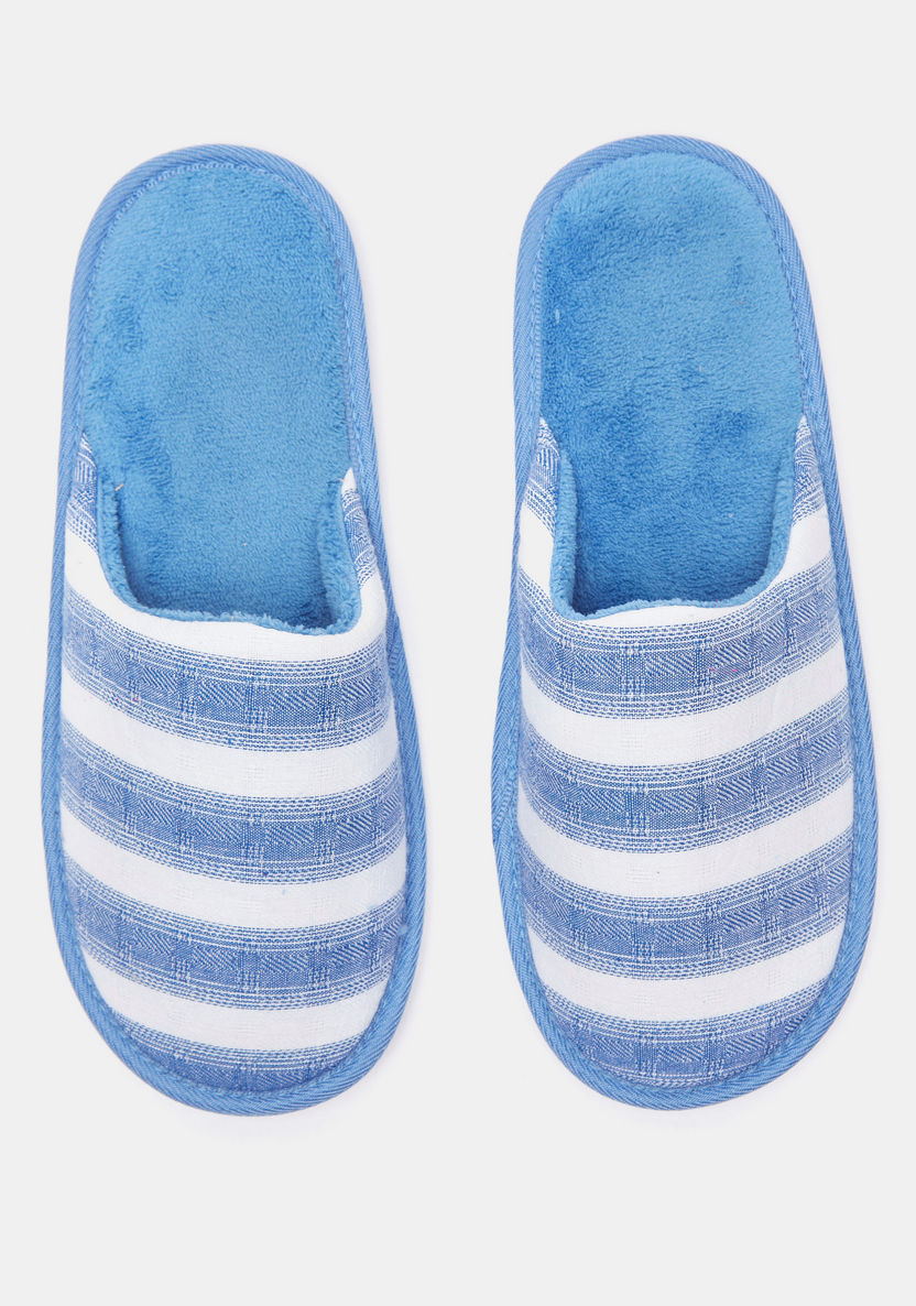Striped Slip-On Bedroom Slippers-Men%27s Bedrooms Slippers-image-0