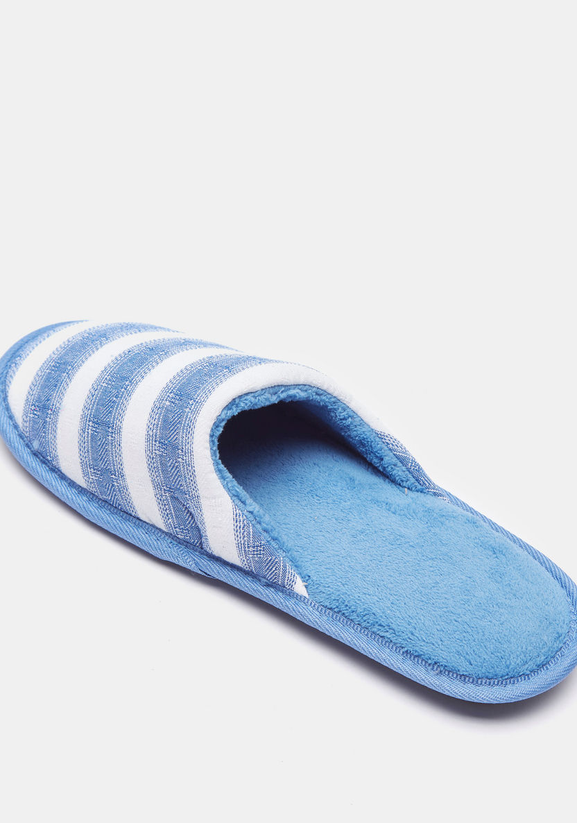 Striped Slip-On Bedroom Slippers-Men%27s Bedrooms Slippers-image-2