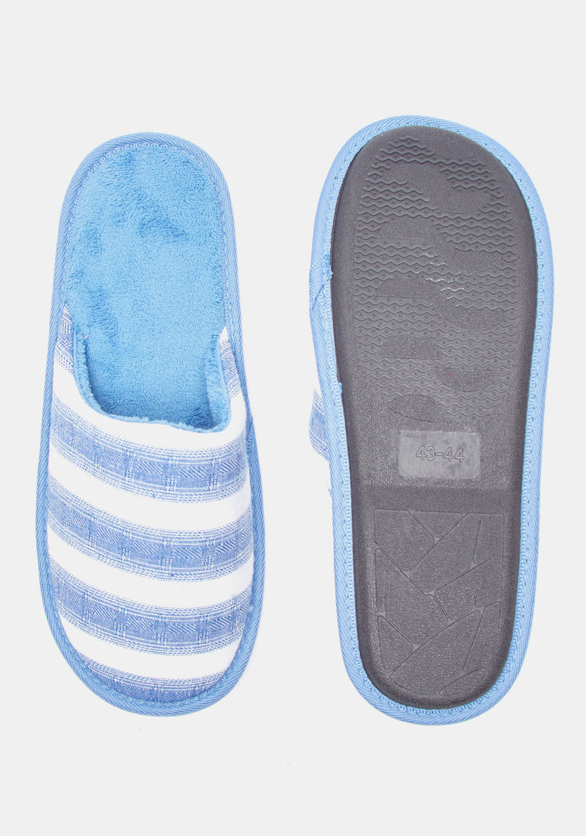 Striped Slip-On Bedroom Slippers-Men%27s Bedrooms Slippers-image-5