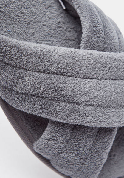 Plush Detail Cross Strap Bedroom Slippers-Men%27s Bedrooms Slippers-image-4