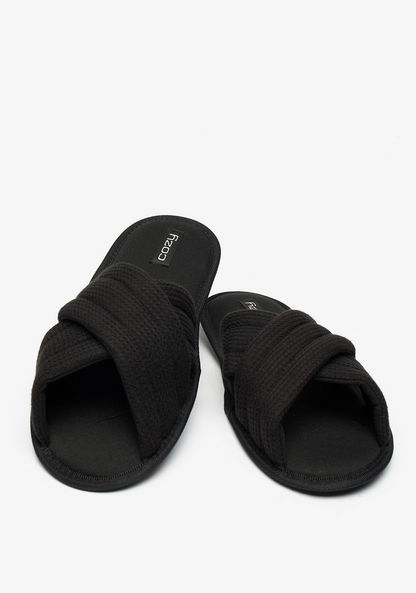Cozy Textured Open Toe Slide Slippers