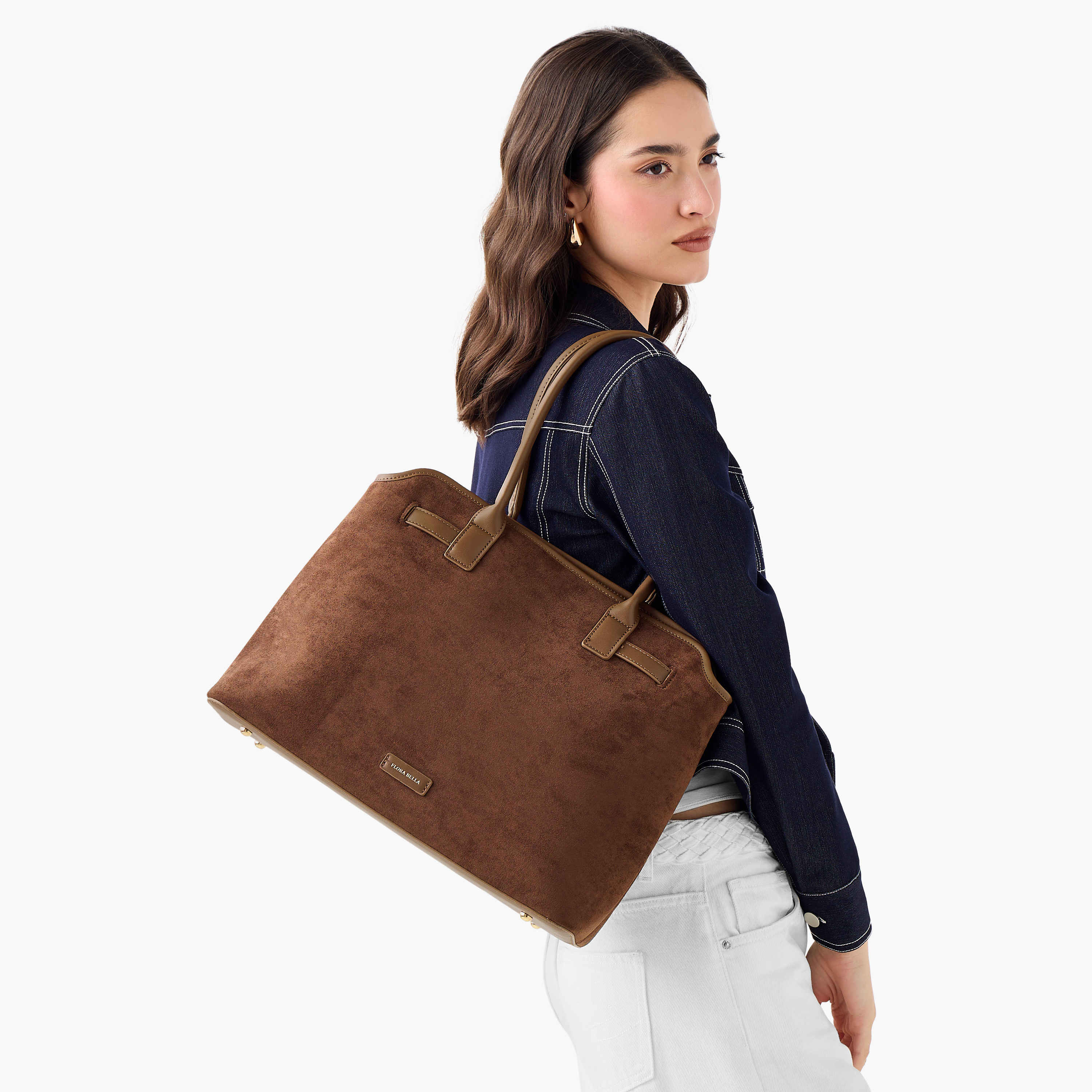 Flora Bella Solid Tote Bag with Double Handles and Zip Closure-women-bagsandwallets-handbags-image-2