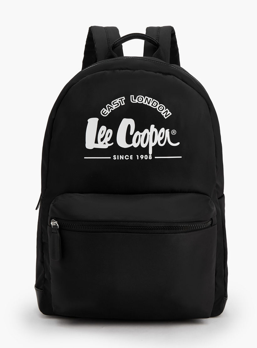 شنطة ظهر بطبعات شعار وجيب أمامي من لي كوبر-women-bagsandwallets-backpacks-image-1