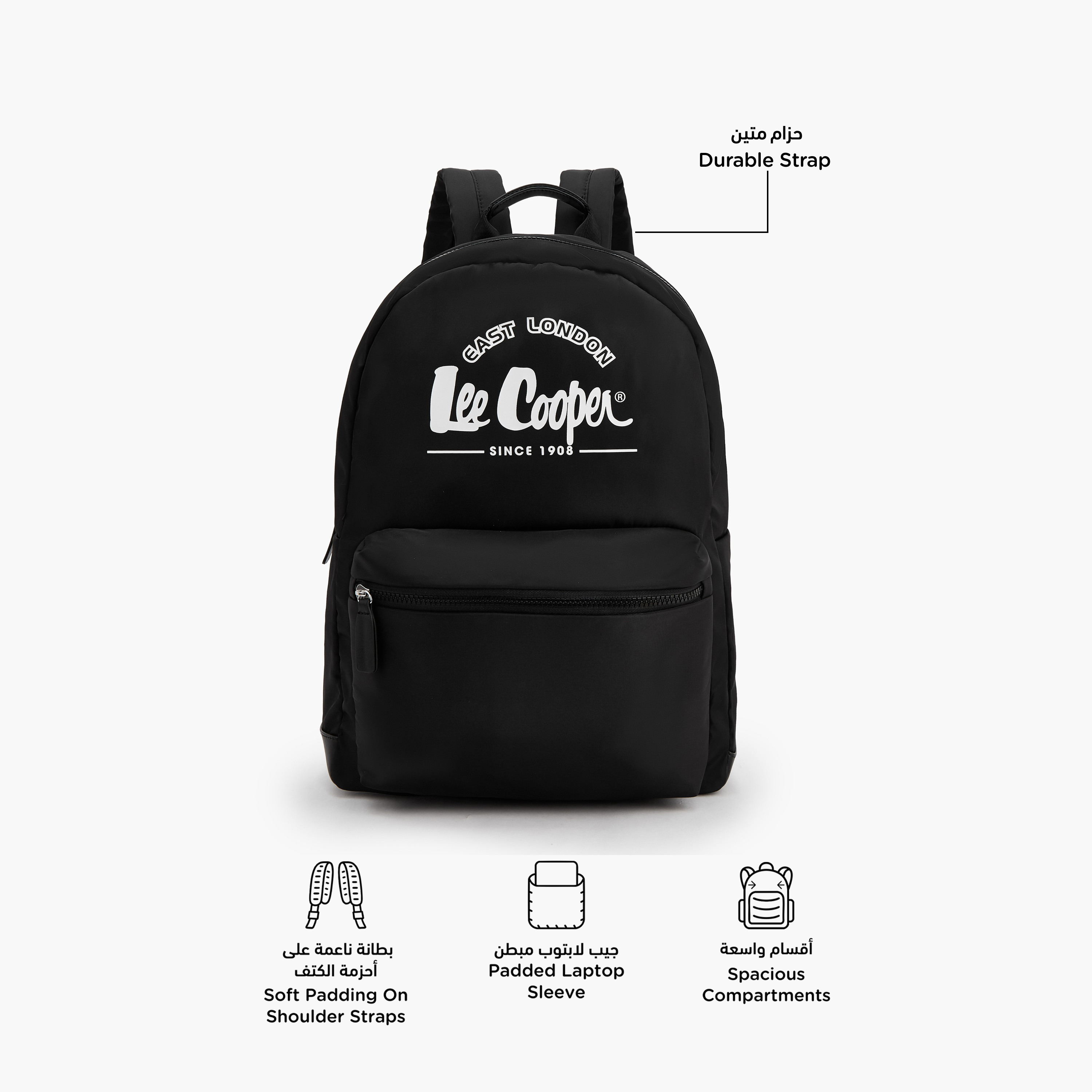 شنطة ظهر بطبعات شعار وجيب أمامي من لي كوبر-women-bagsandwallets-backpacks-image-2
