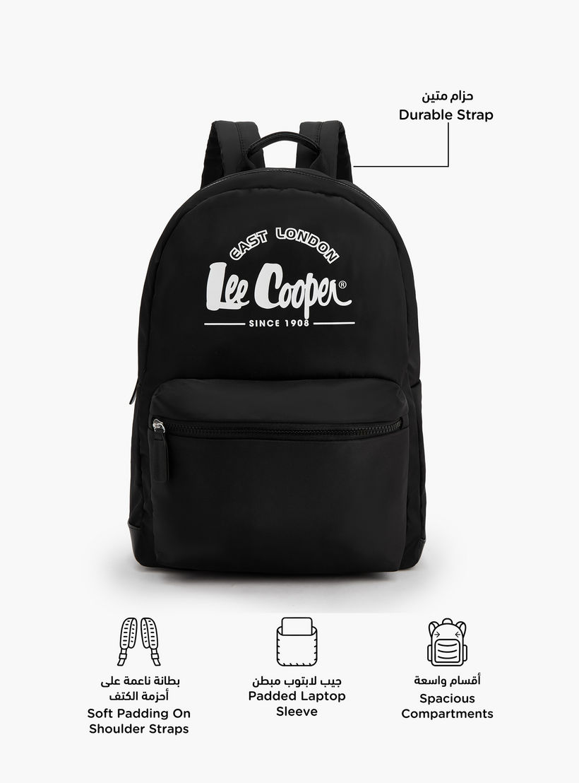 شنطة ظهر بطبعات شعار وجيب أمامي من لي كوبر-women-bagsandwallets-backpacks-image-2