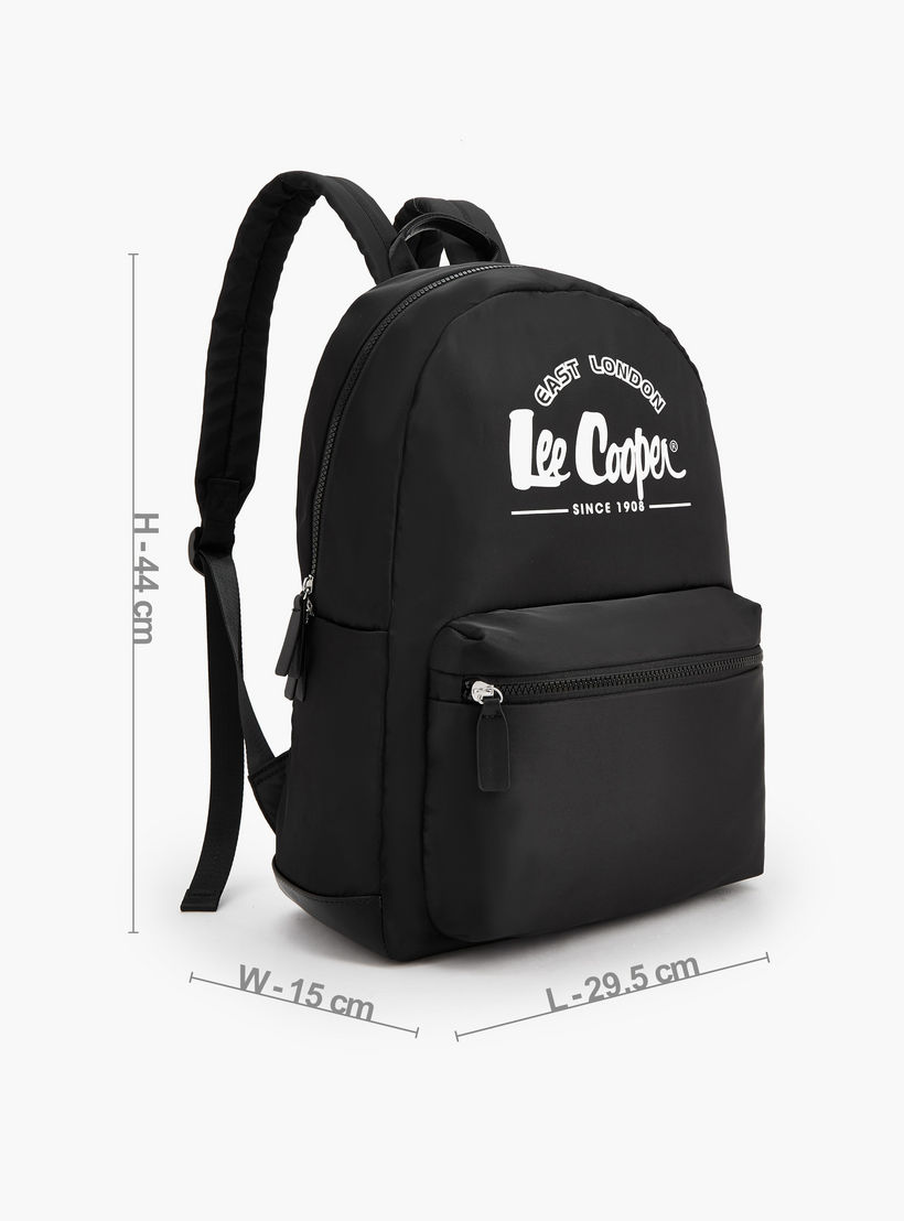 شنطة ظهر بطبعات شعار وجيب أمامي من لي كوبر-women-bagsandwallets-backpacks-image-5