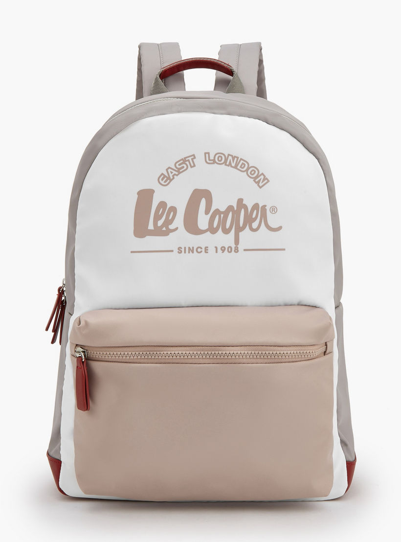 شنطة ظهر بطبعات شعار وجيب أمامي من لي كوبر-women-bagsandwallets-backpacks-image-1